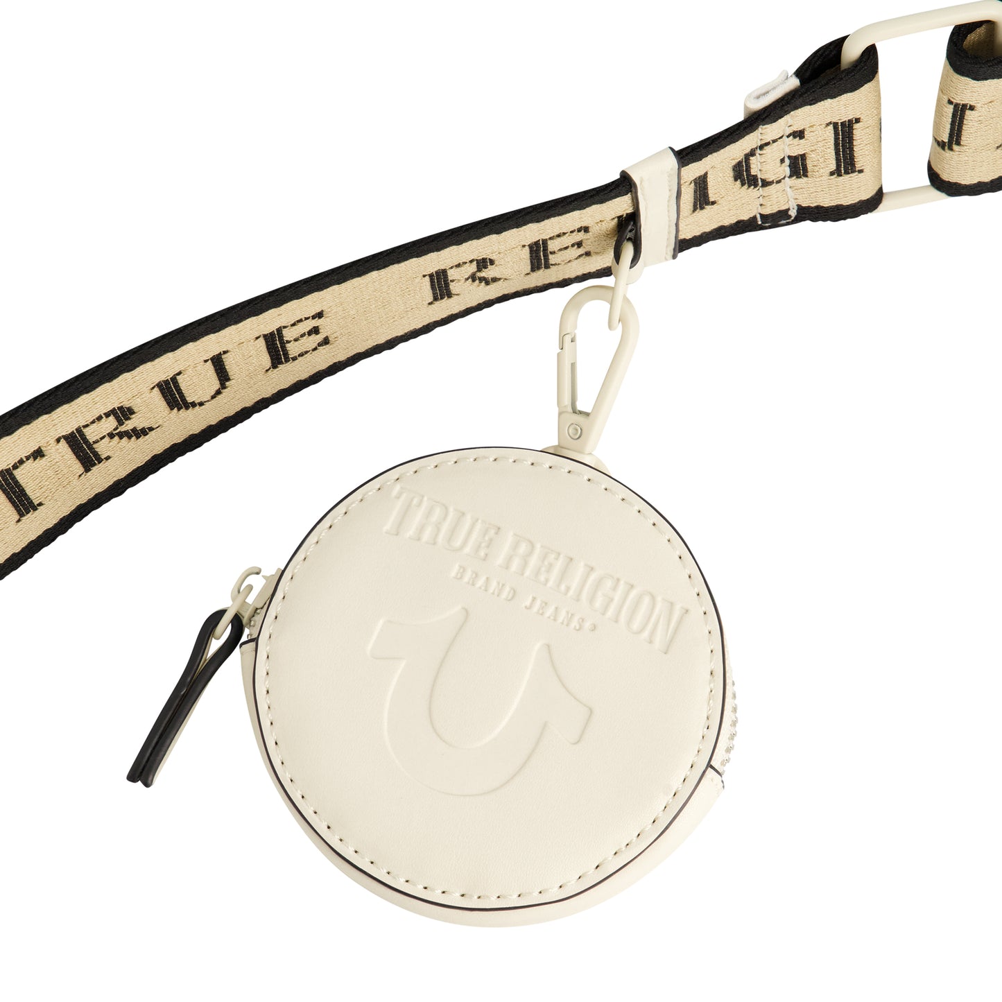 True Religion Logo Strap Crescent Hobo, Ivory