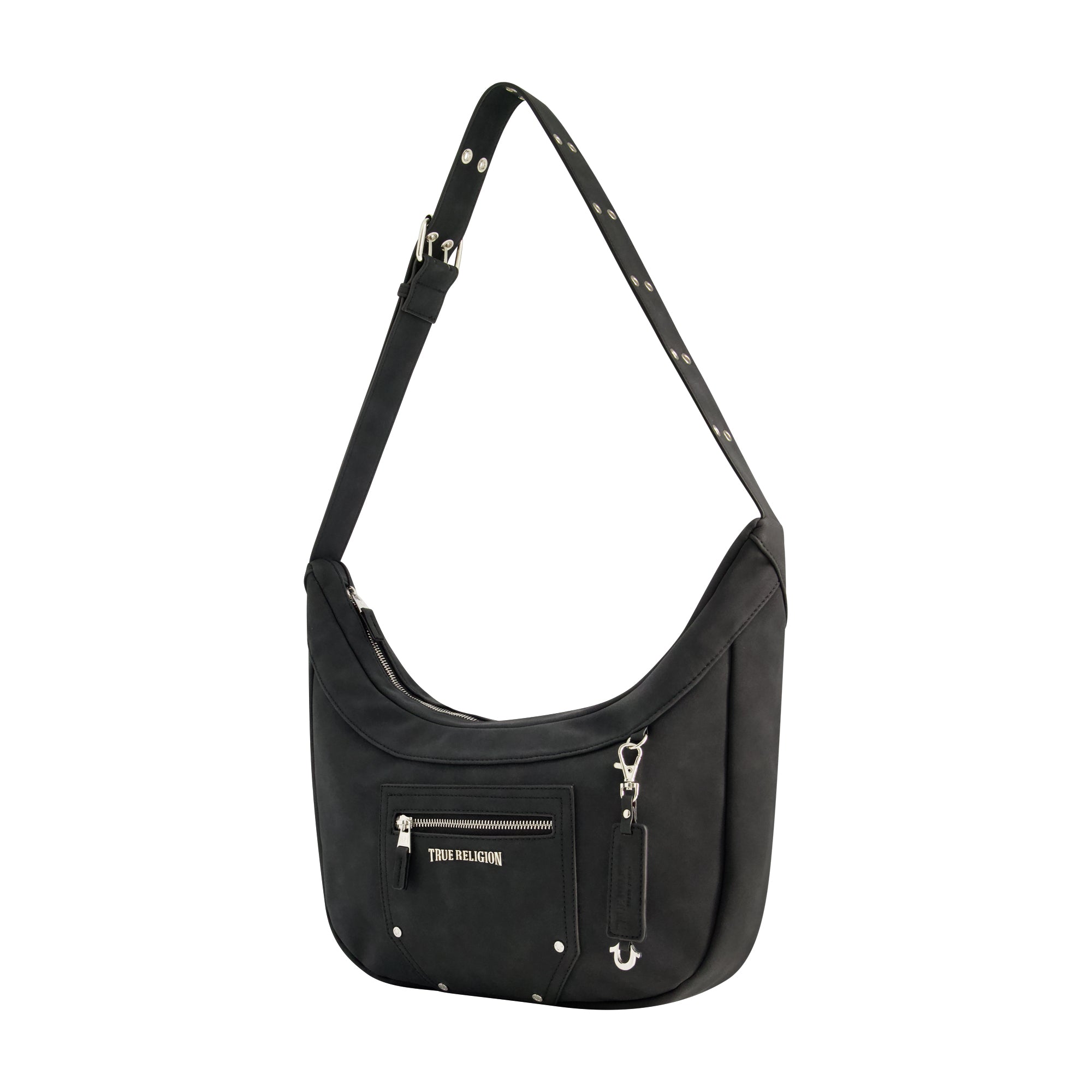 True Religion Suede Zip Top Hobo, Black