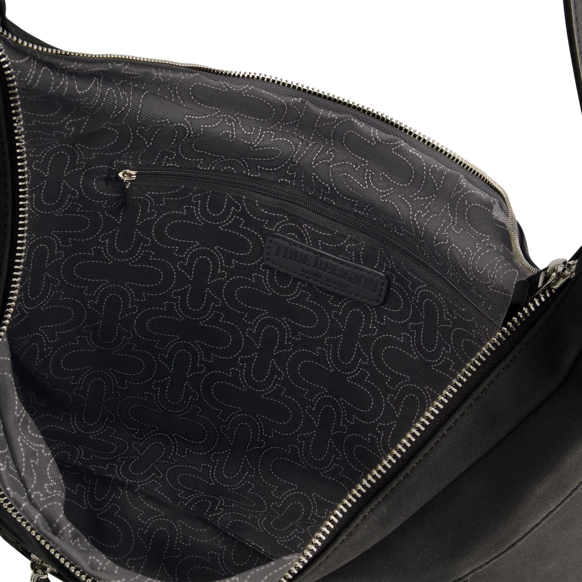 True Religion Suede Zip Top Hobo, Black