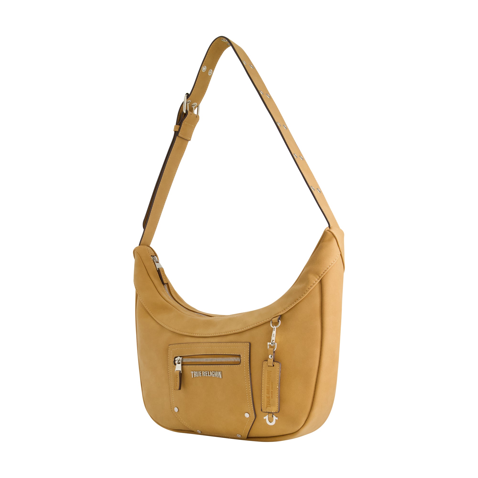 True Religion Suede Zip Top Hobo, Tan