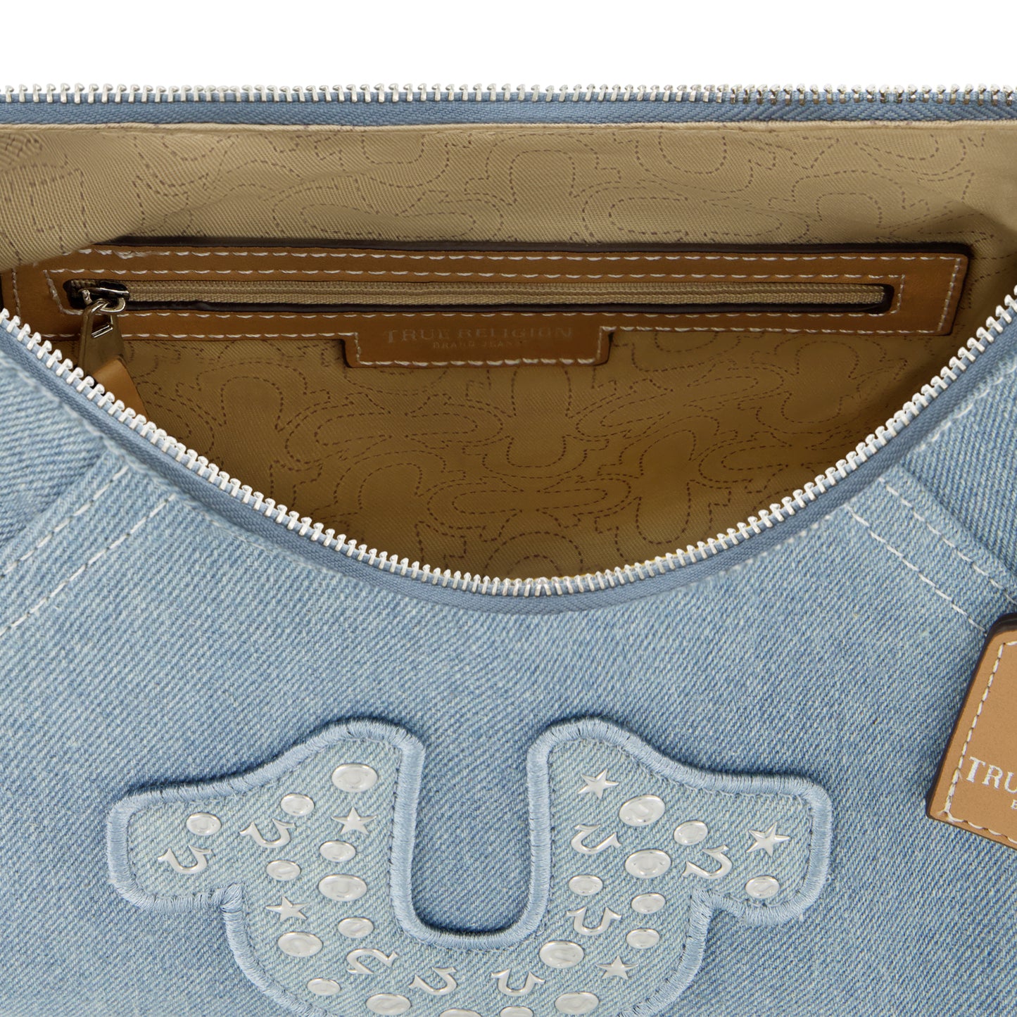 True Religion Strudded logo Denim Hobo, Light Blue