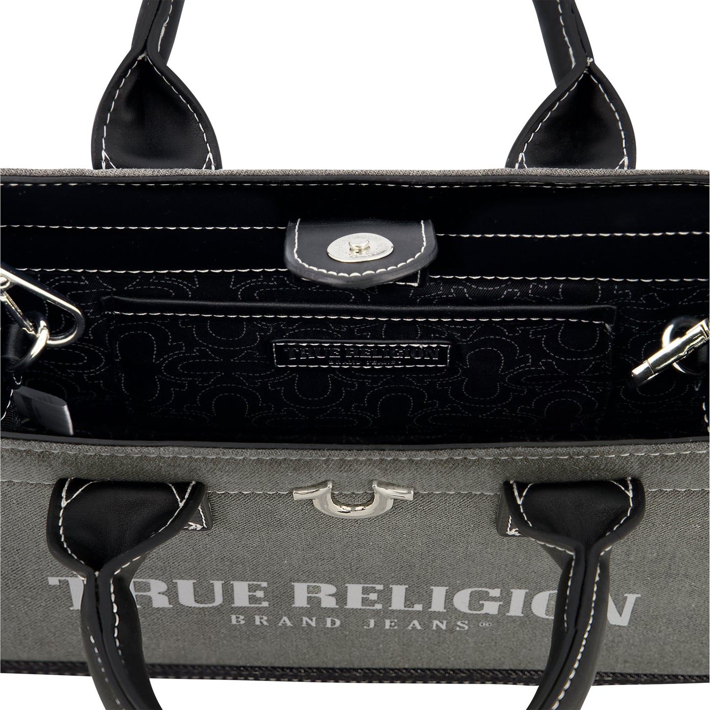 True Religion Modern Edge Denim Tote, Light Grey