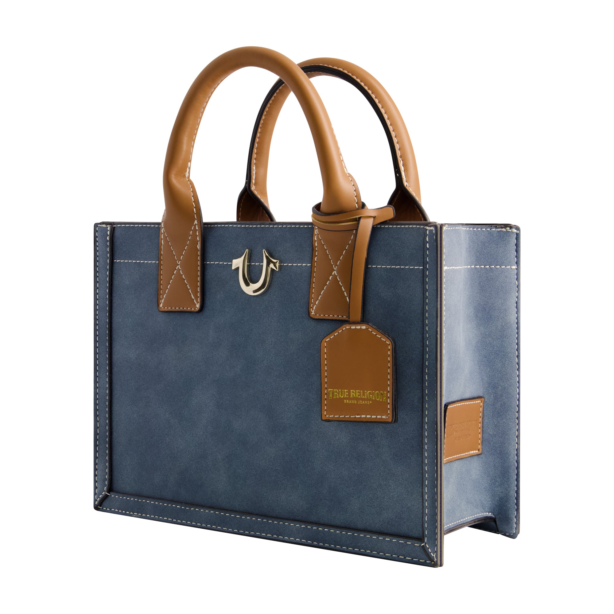 True Religion Modern Edge Suede Tote, Blue