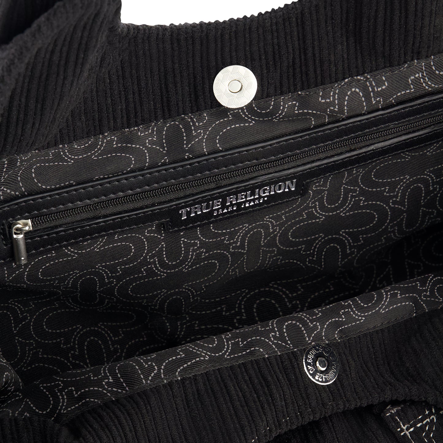 True Religion Horseshoe stitch Corduroy satchel, Black