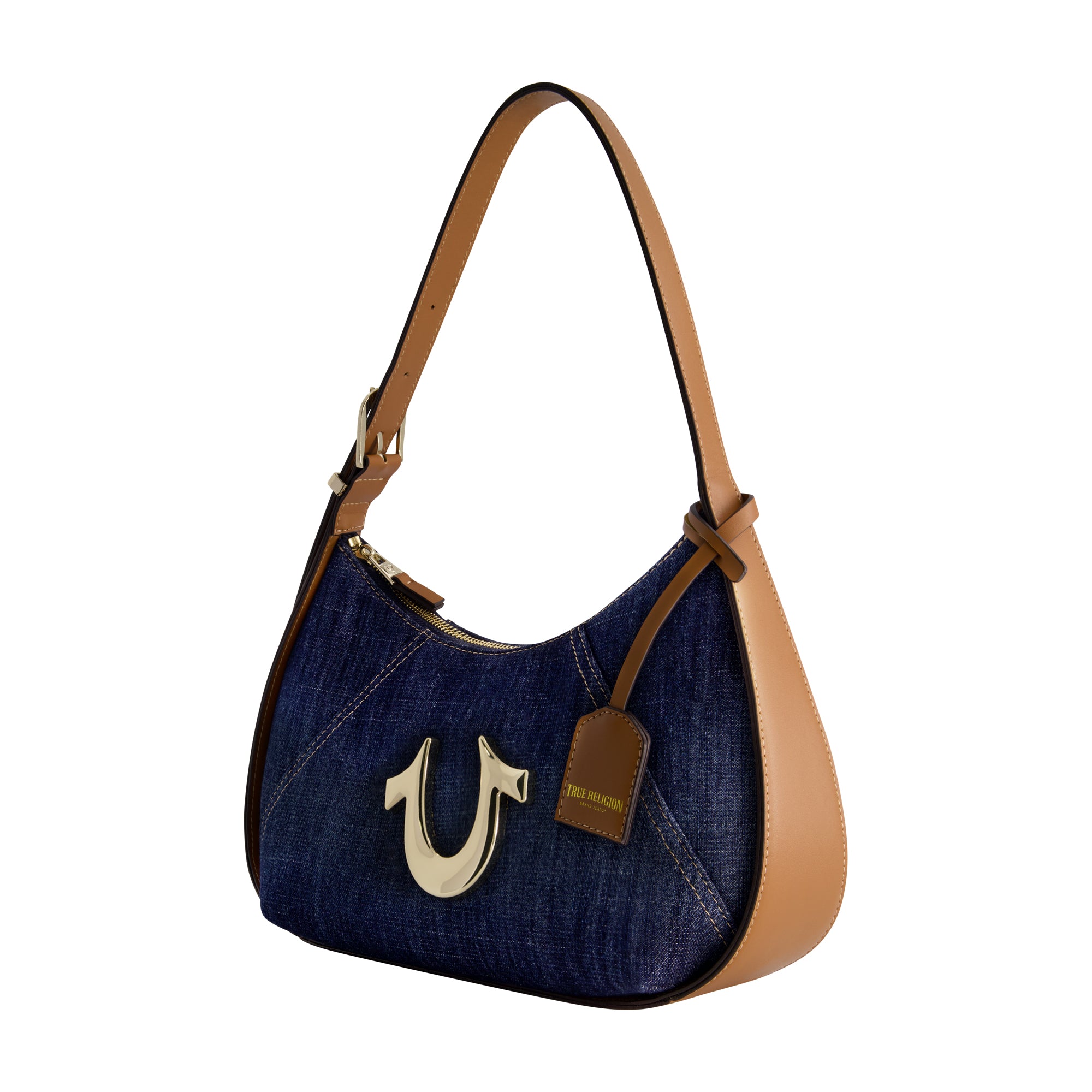 True Religion Metal Horseshoe Denim Hobo, DARK DENIM
