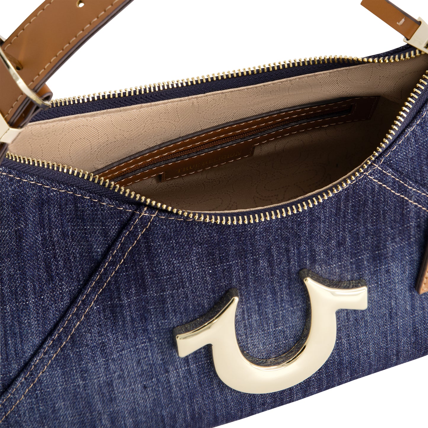 True Religion Metal Horseshoe Denim Hobo, DARK DENIM