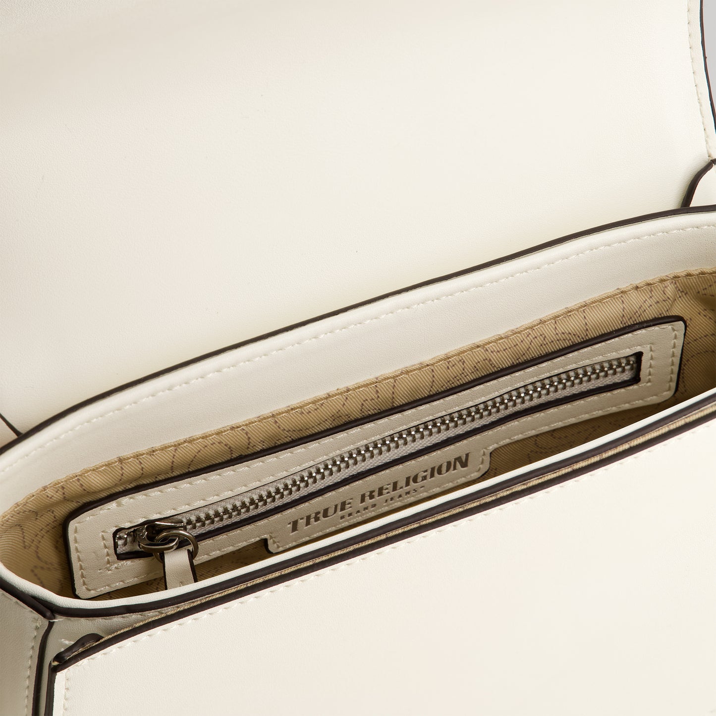 True Religion Saddle Bag with Gold Hardware, WHITE
