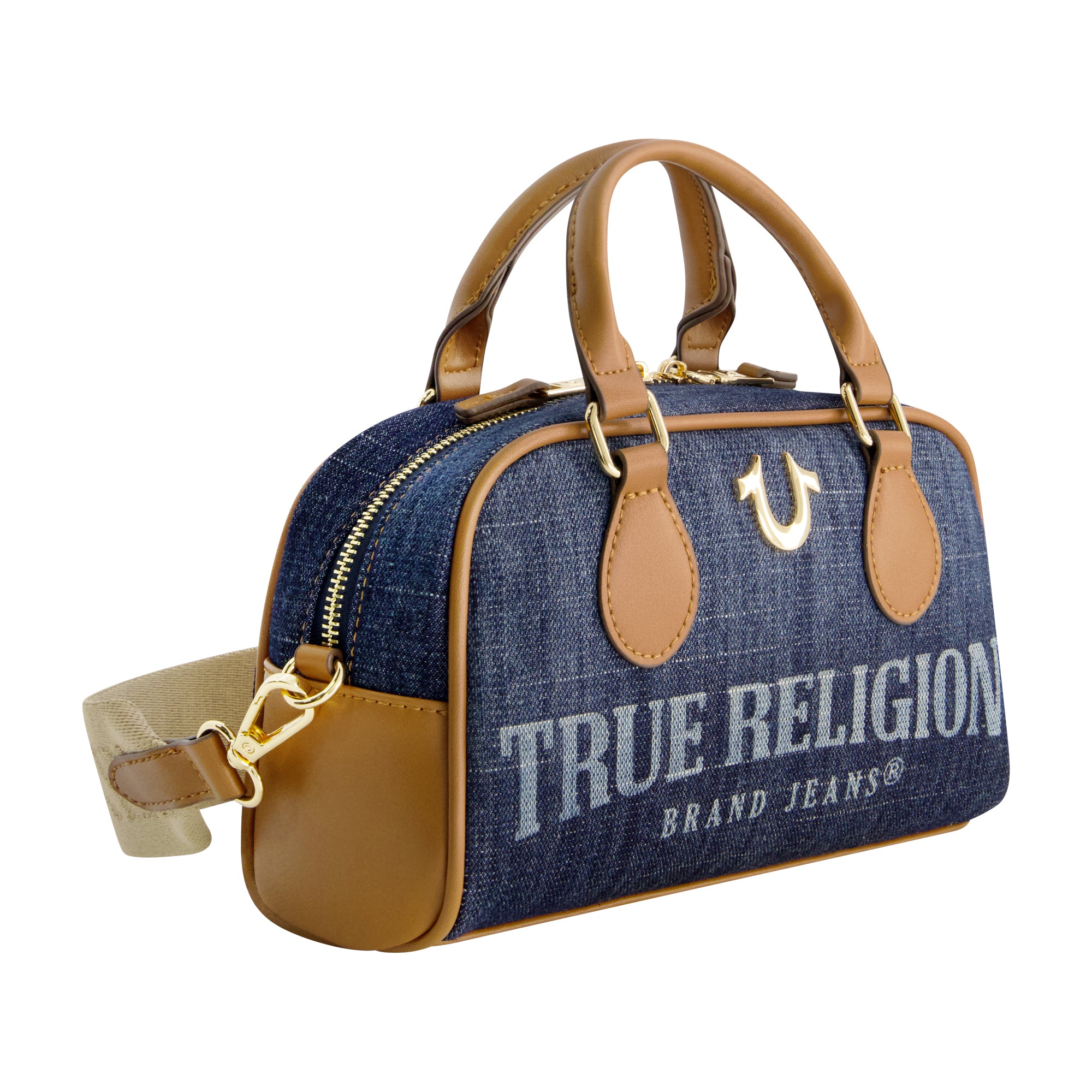 True Religion Denim Logo Mini Satchel Crossbody Bag, DARK DENIM