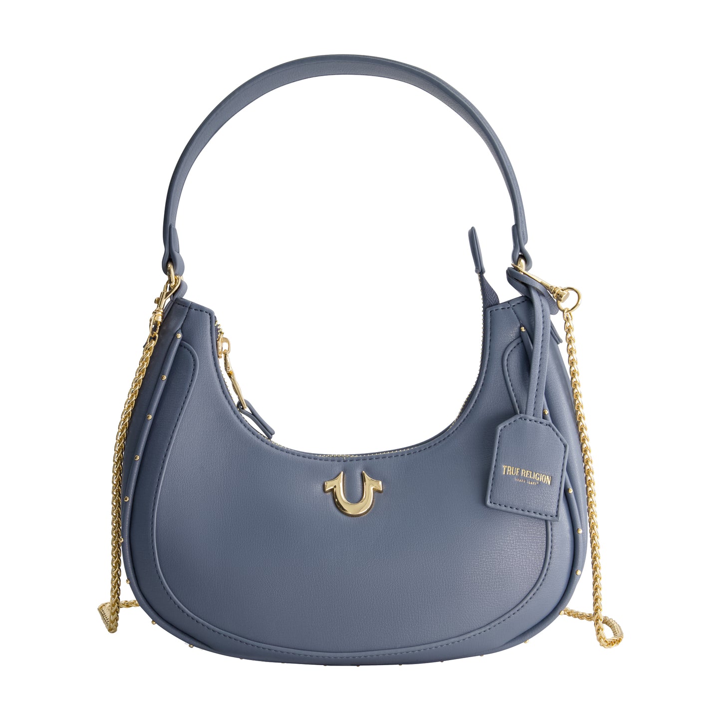 True Religion Zip Top Crescent Hobo Bag, BLUE