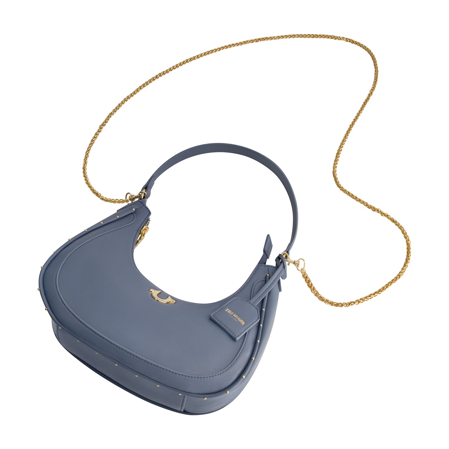 True Religion Zip Top Crescent Hobo Bag, BLUE