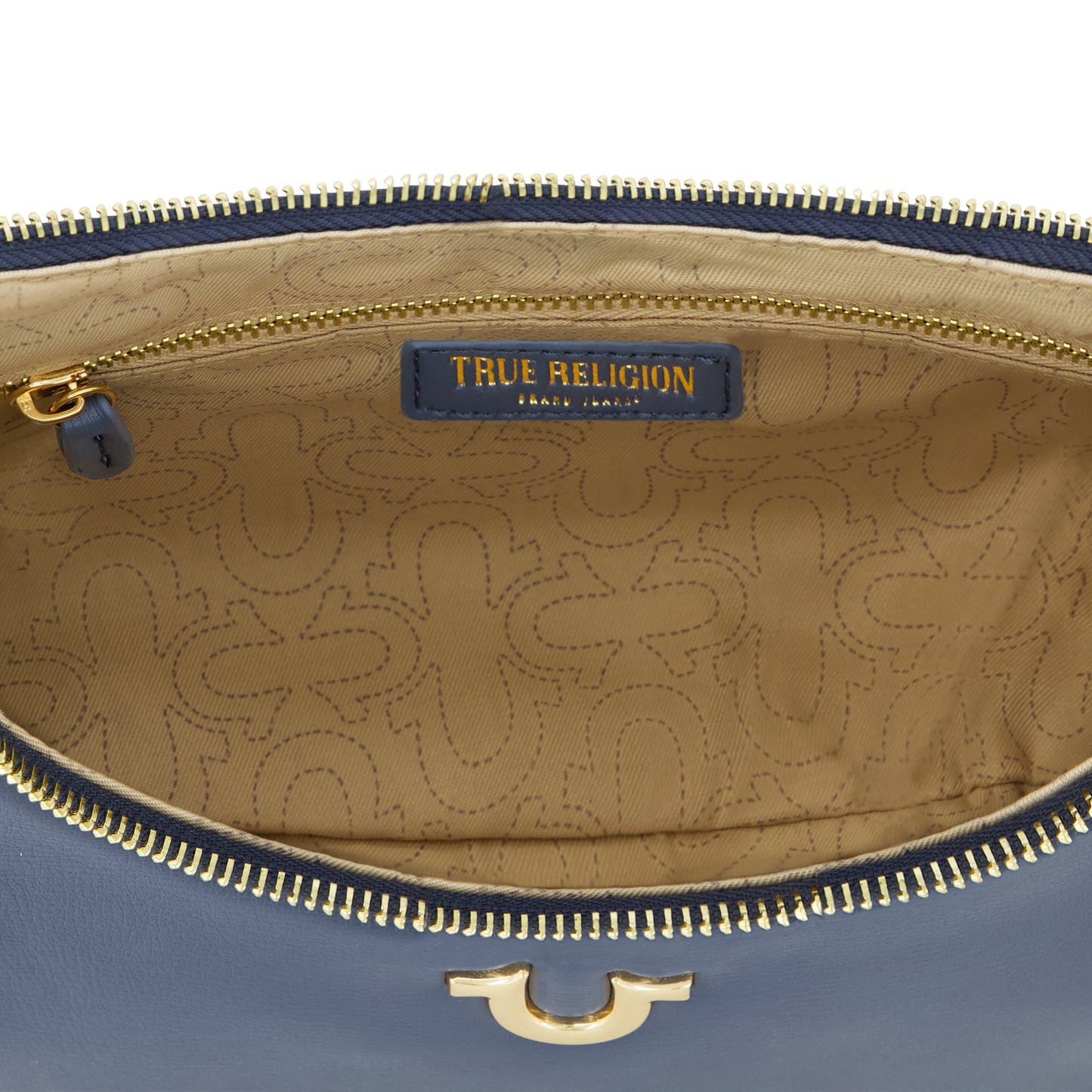 True Religion Zip Top Crescent Hobo Bag, BLUE