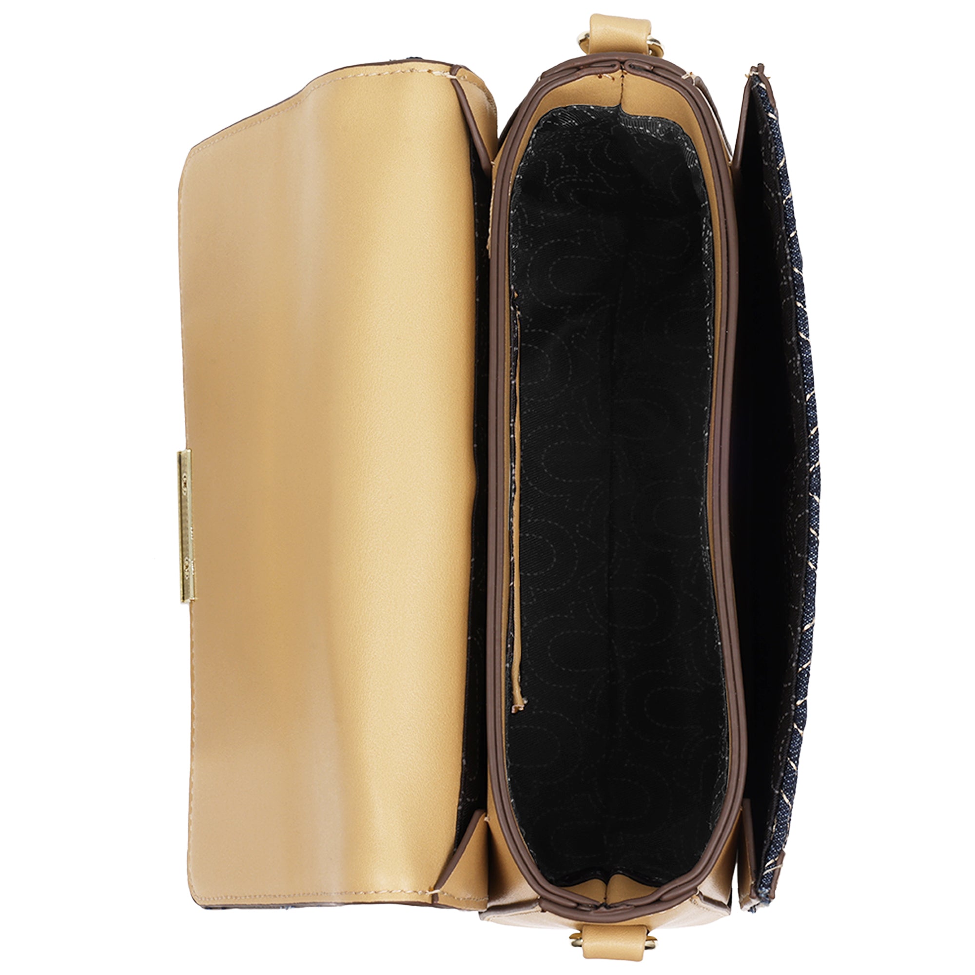 True Religion Logo Lock Modern Flap Denim Crossbody Bag