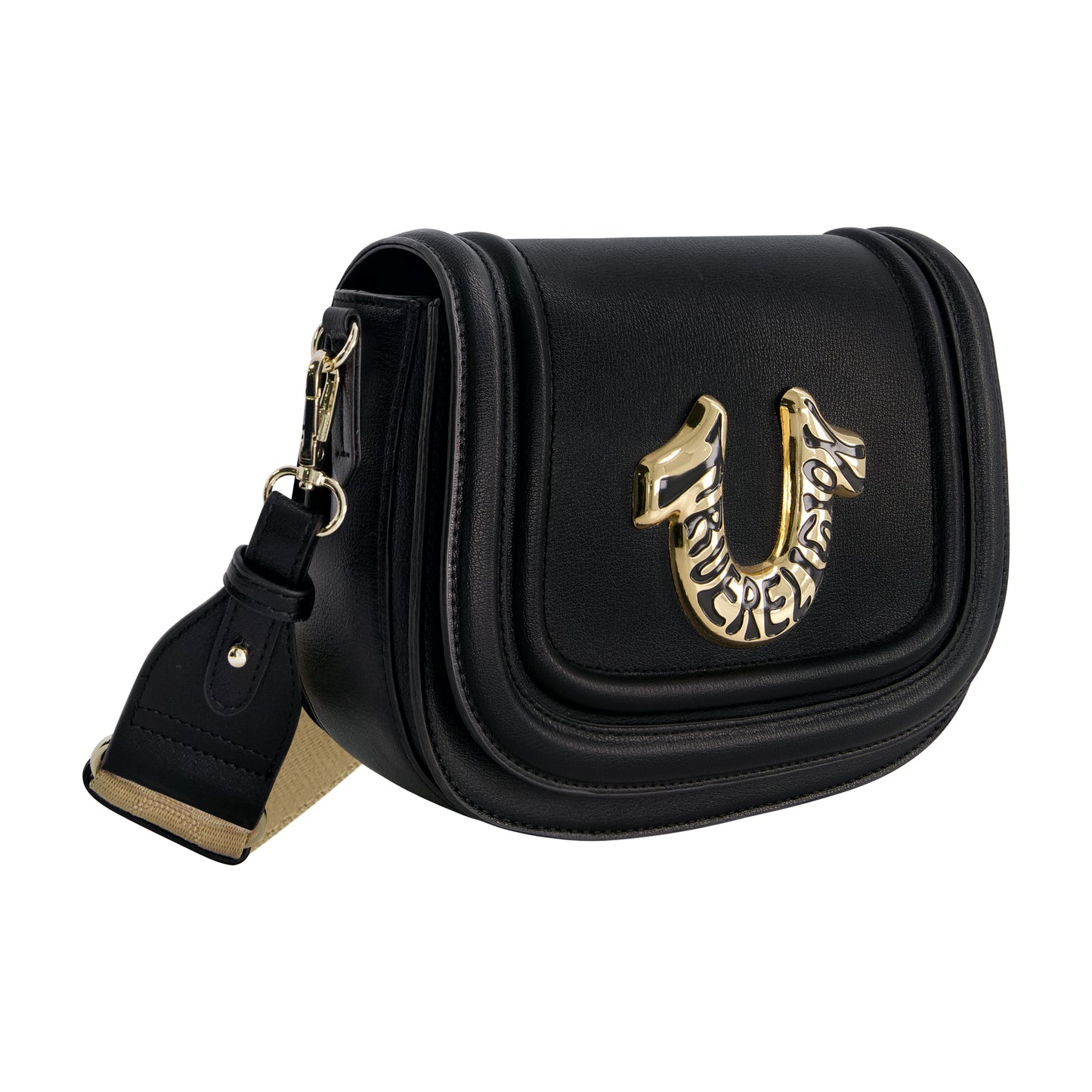 True Religion Women's Crossbody Bag with Branded Logo Detail, BLACK