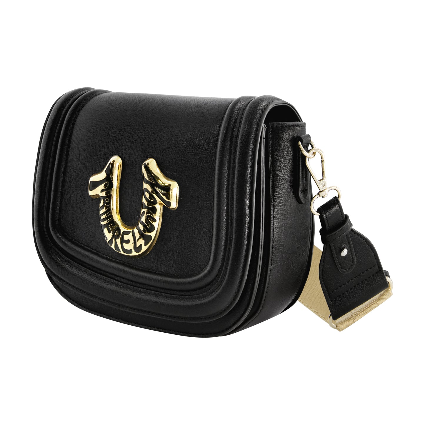 True Religion Women's Crossbody Bag with Branded Logo Detail, BLACK