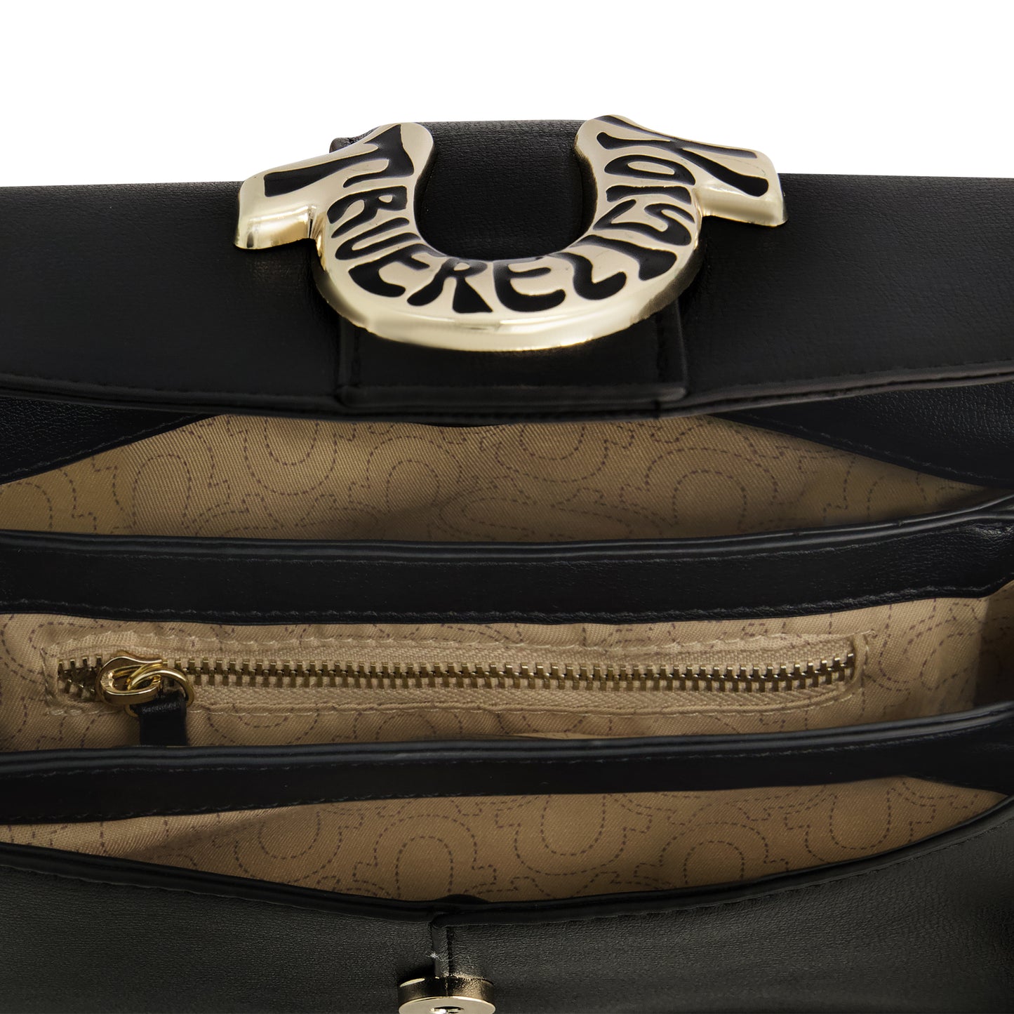 True Religion Women's Crossbody Bag with Branded Logo Detail, BLACK