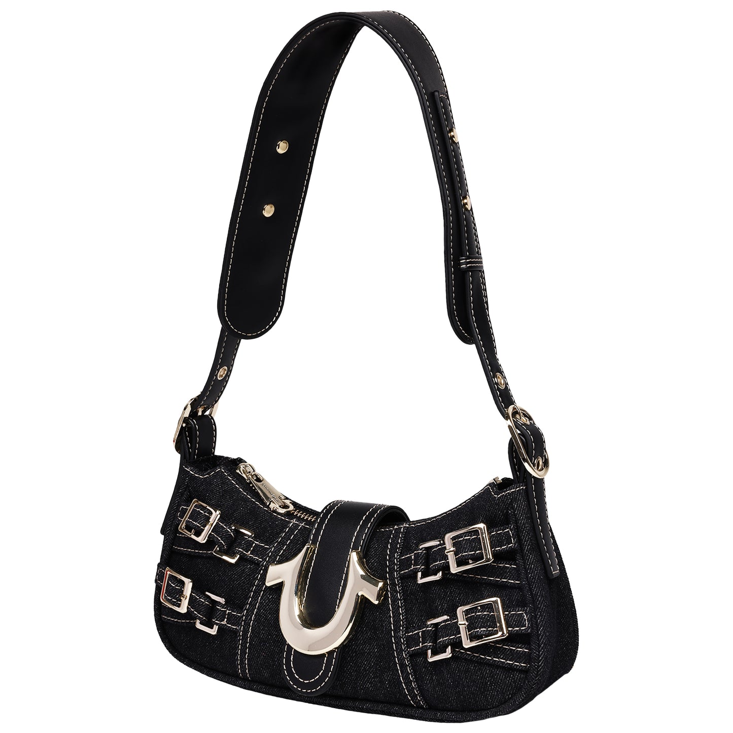 True Religion Multi-Strap Denim Shoulder Bag