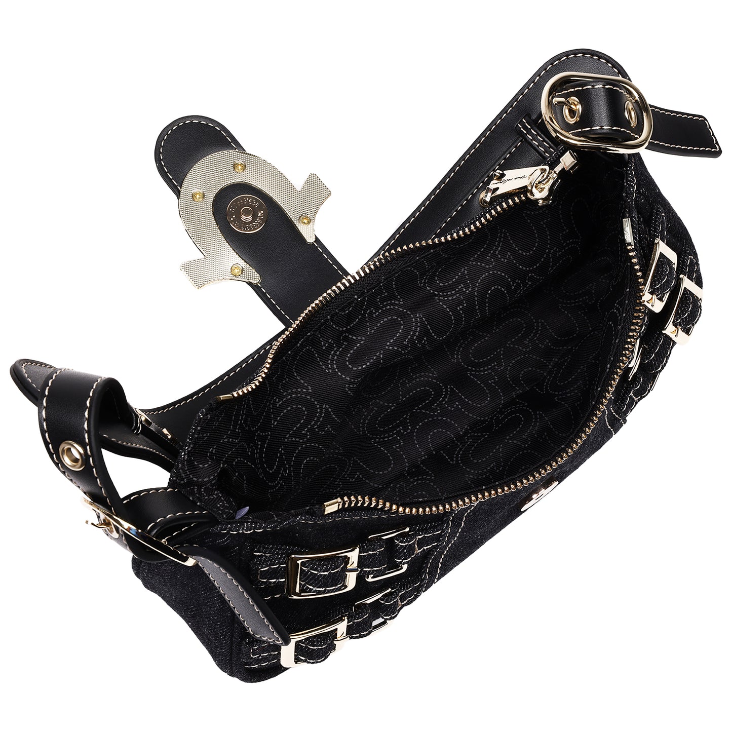 True Religion Multi-Strap Denim Shoulder Bag