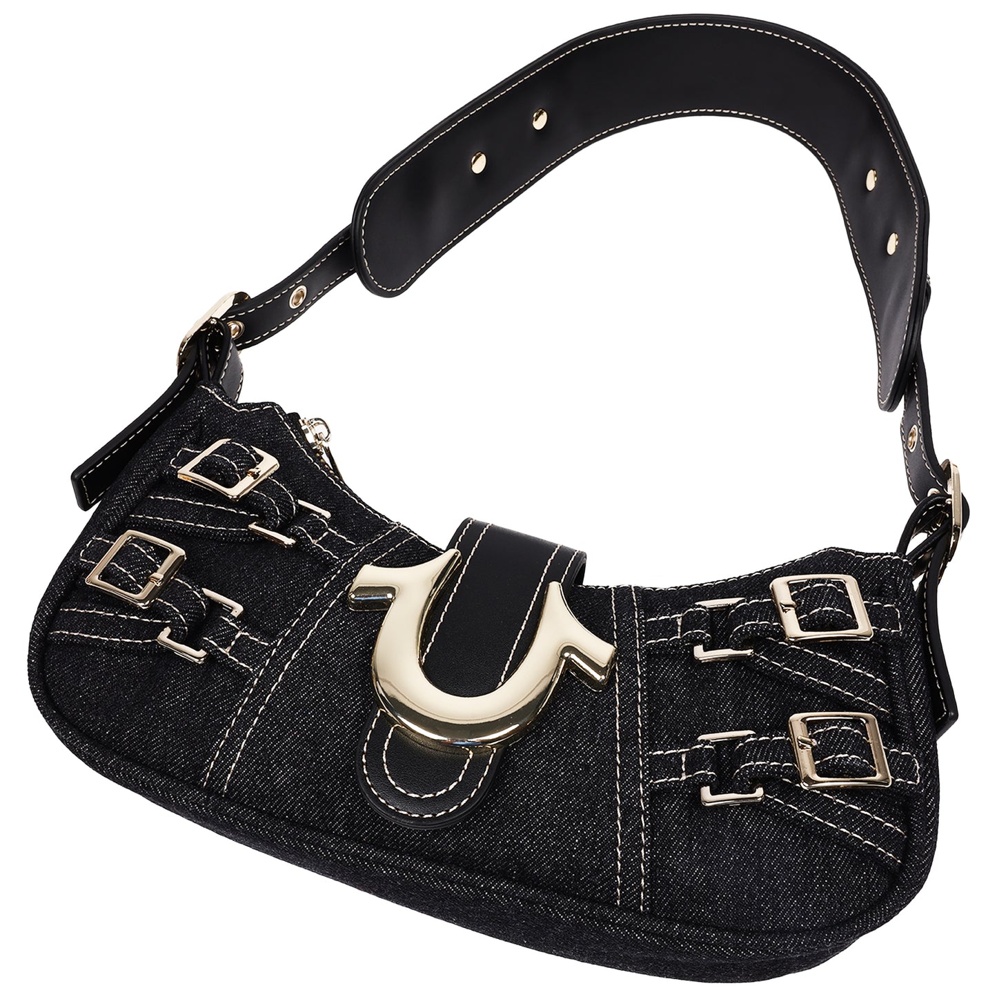 True Religion Multi-Strap Denim Shoulder Bag