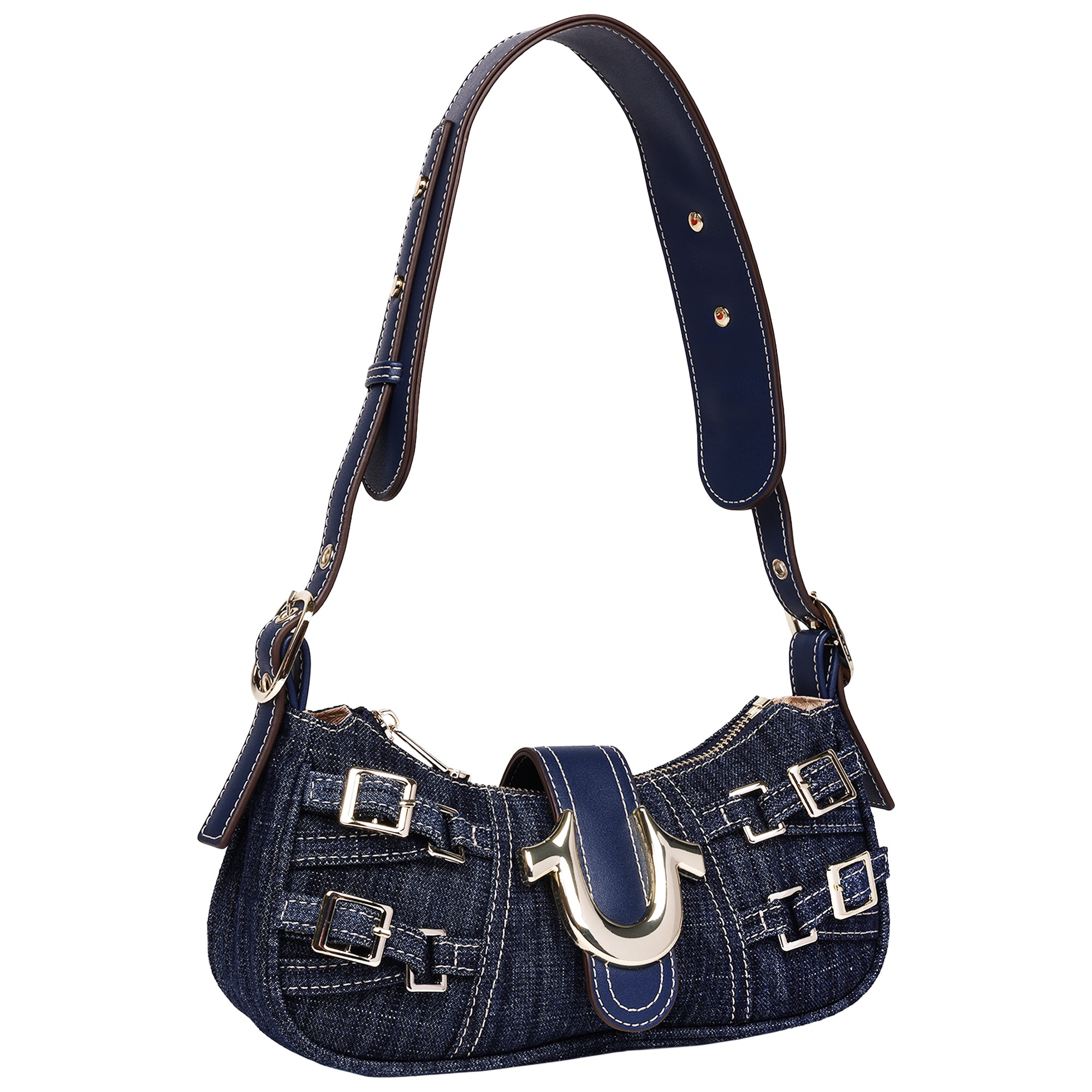 True Religion Multi-Strap Denim Shoulder Bag