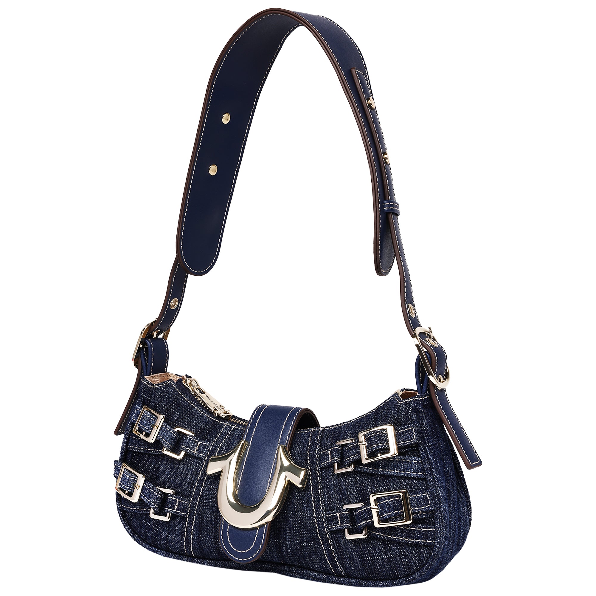 True Religion Multi-Strap Denim Shoulder Bag