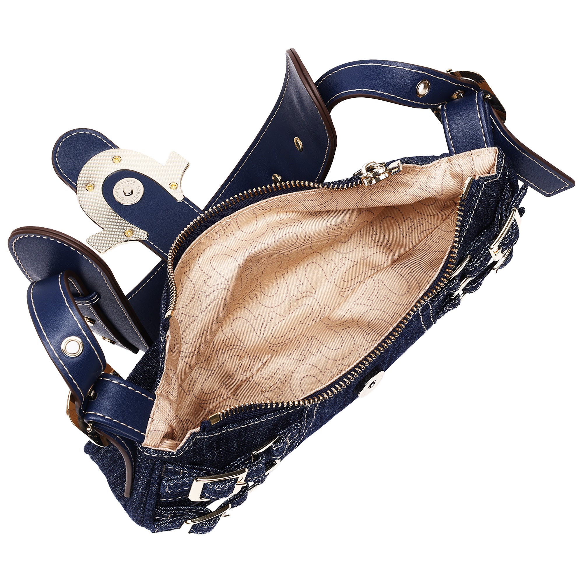 True Religion Multi-Strap Denim Shoulder Bag