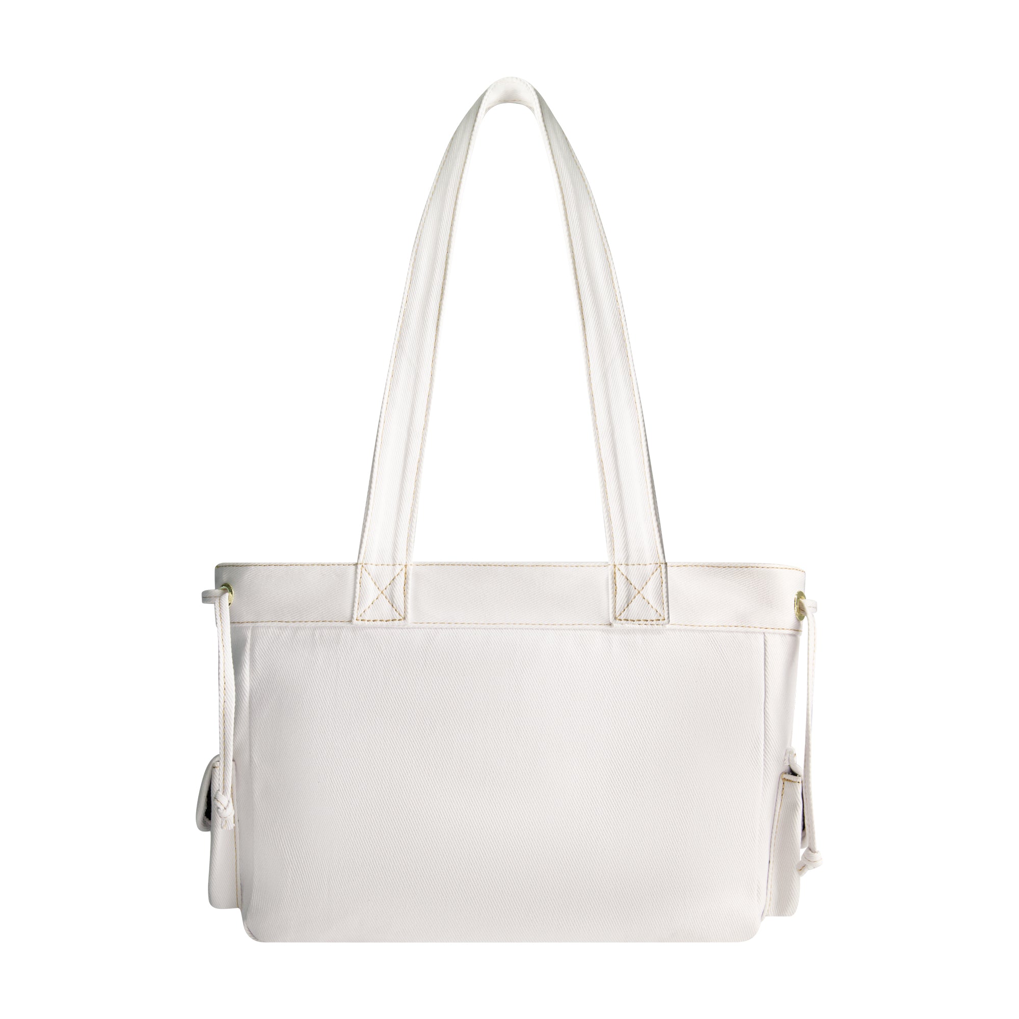 True Religion Multi-Pocket Denim Tote, WHITE