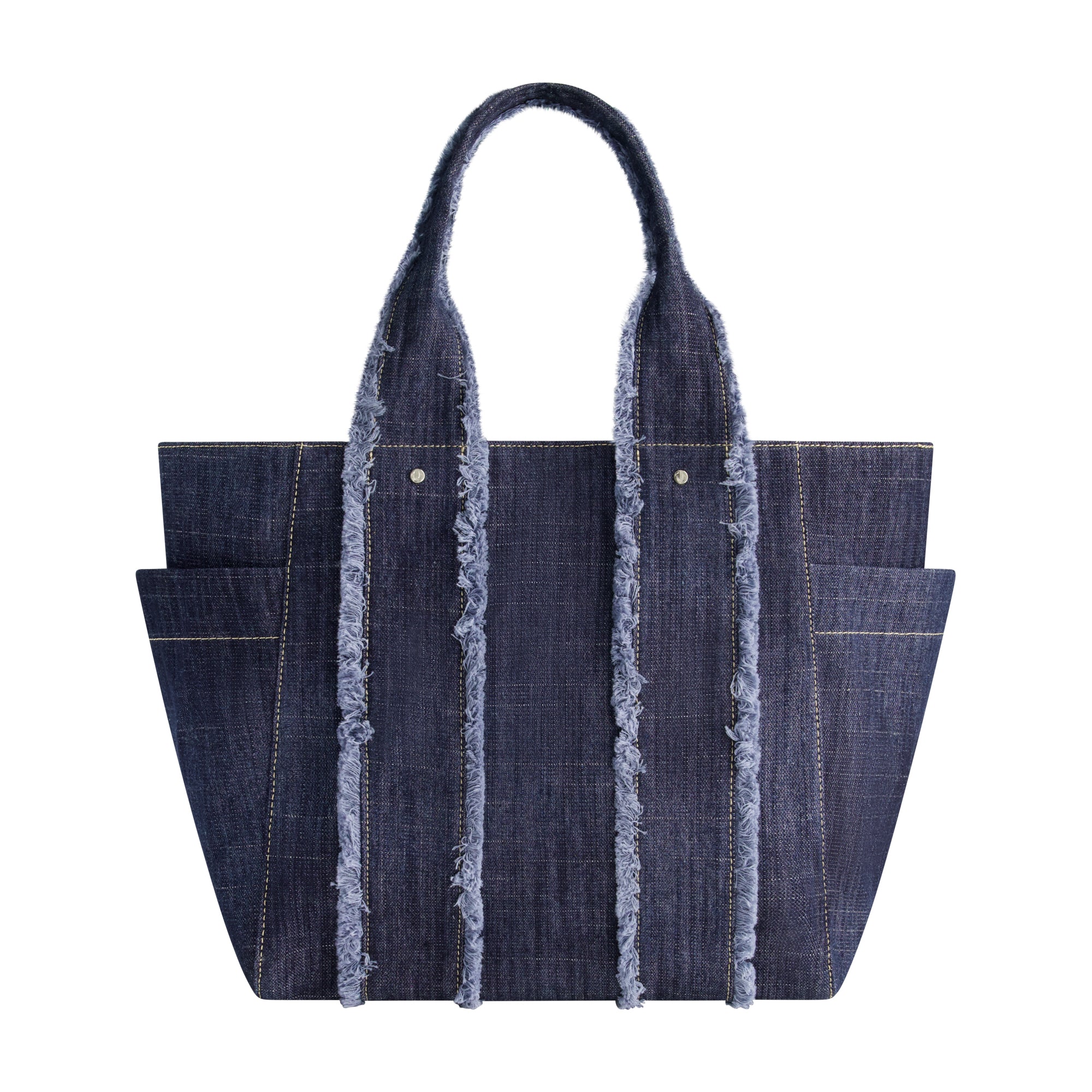 True Religion Frayed Handle Solid Denim Tote