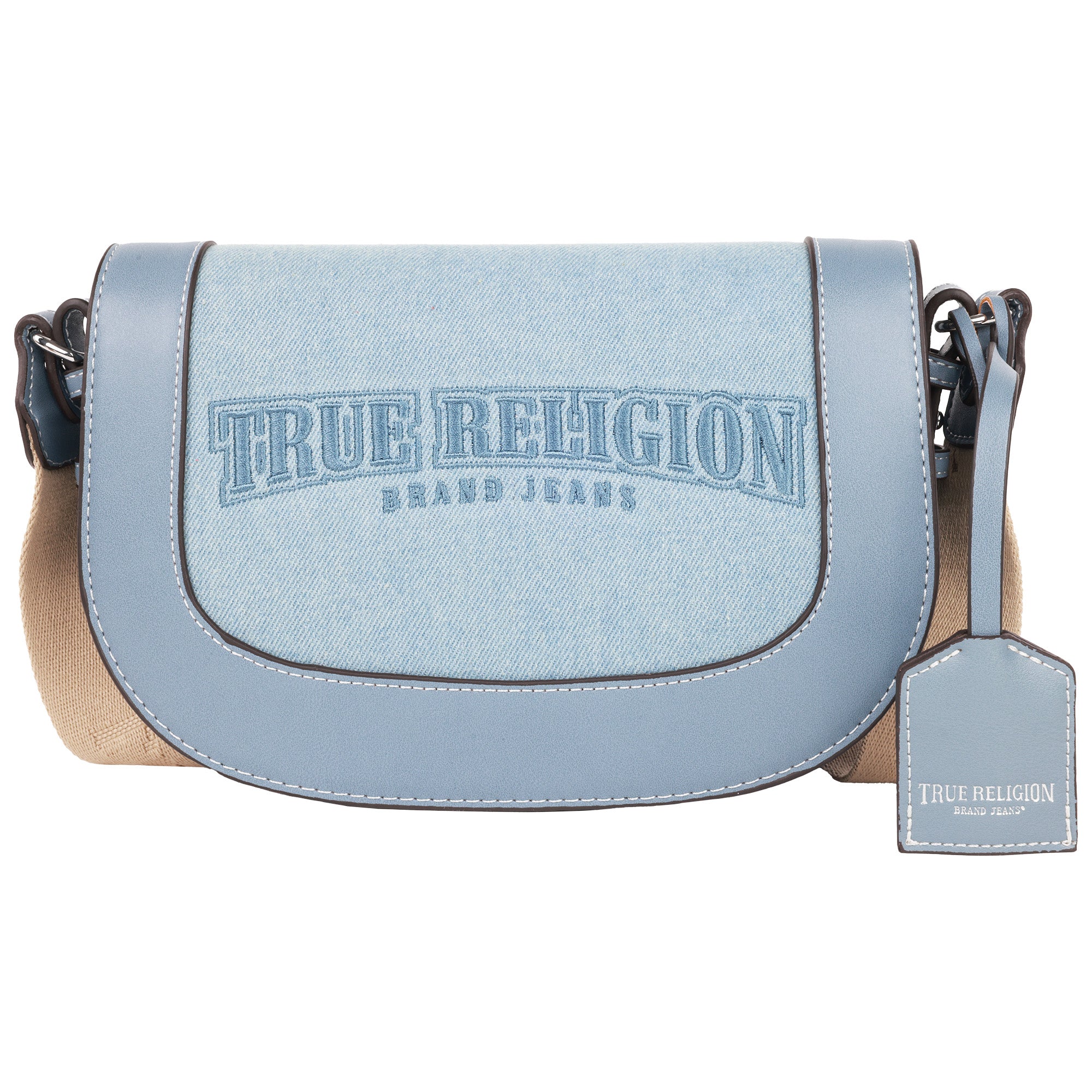 True Religion Dark Denim Logo Saddle Bag