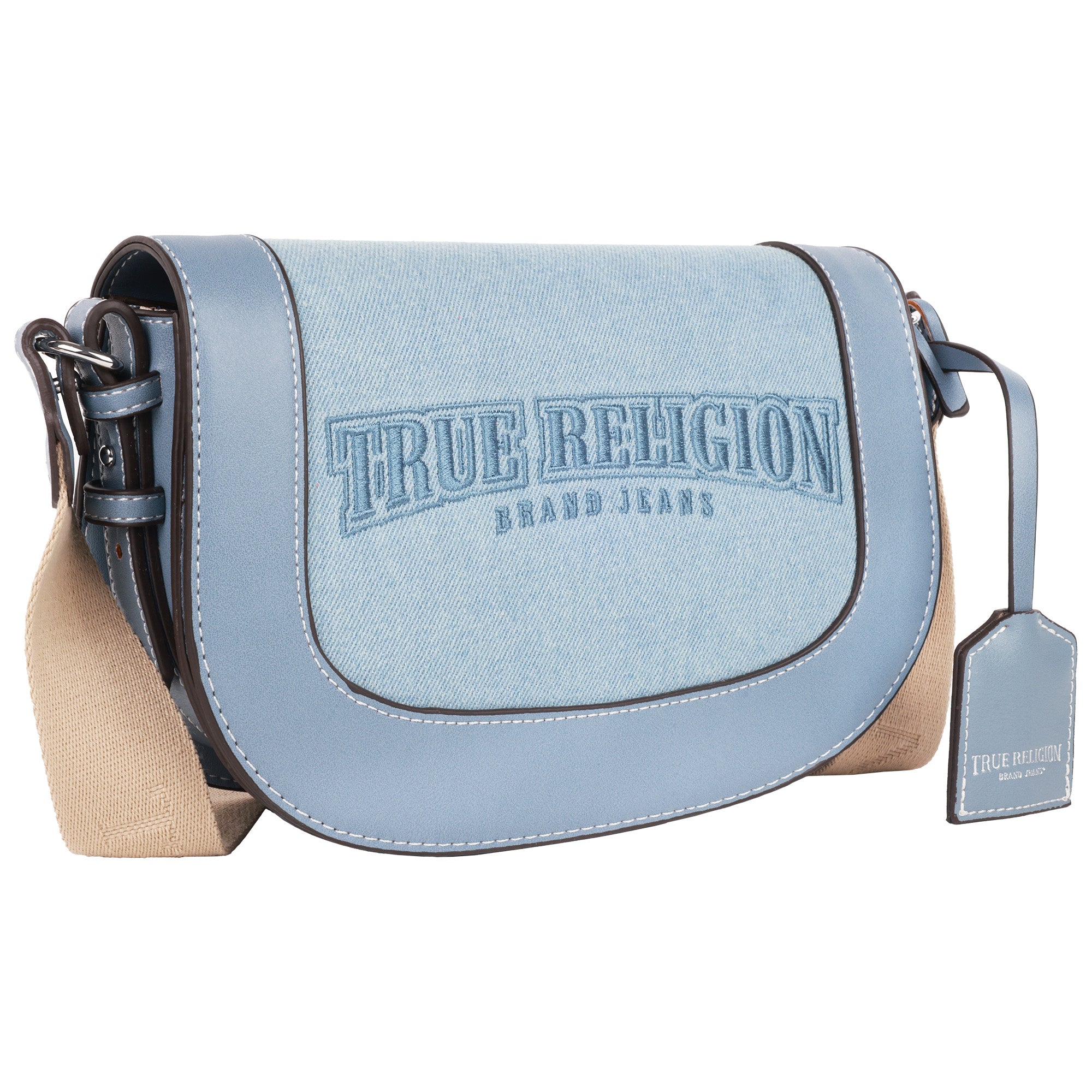 True Religion Dark Denim Logo Saddle Bag