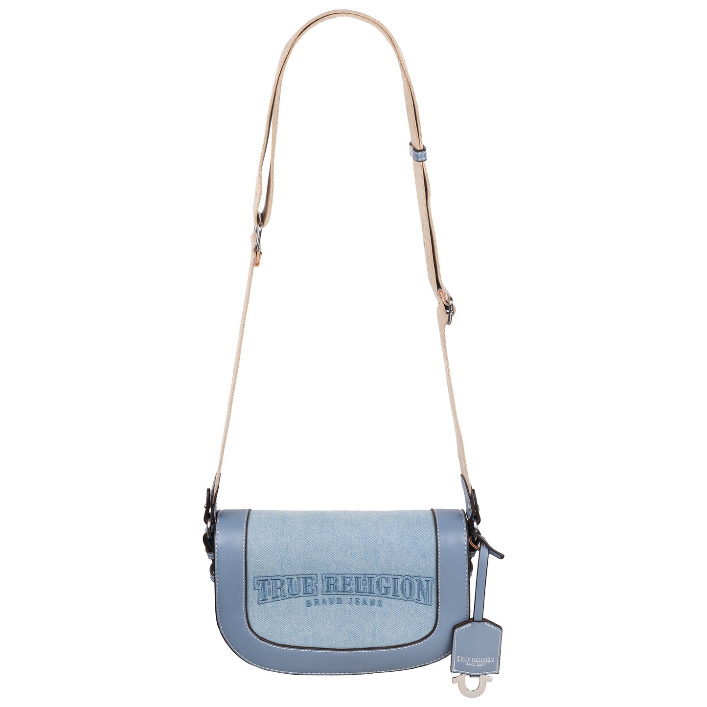 True Religion Dark Denim Logo Saddle Bag