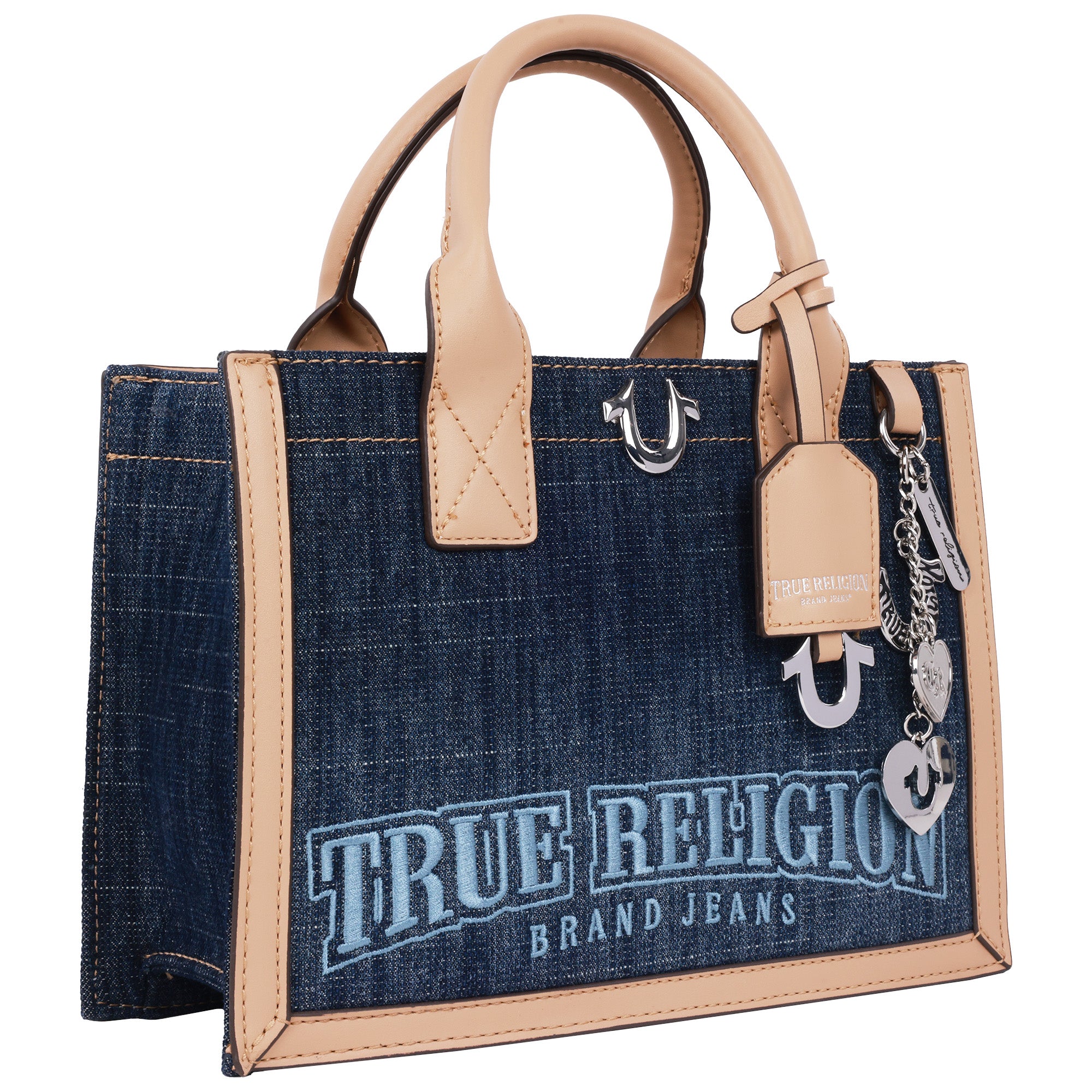 True Religion Bombe Logo Denim Tote