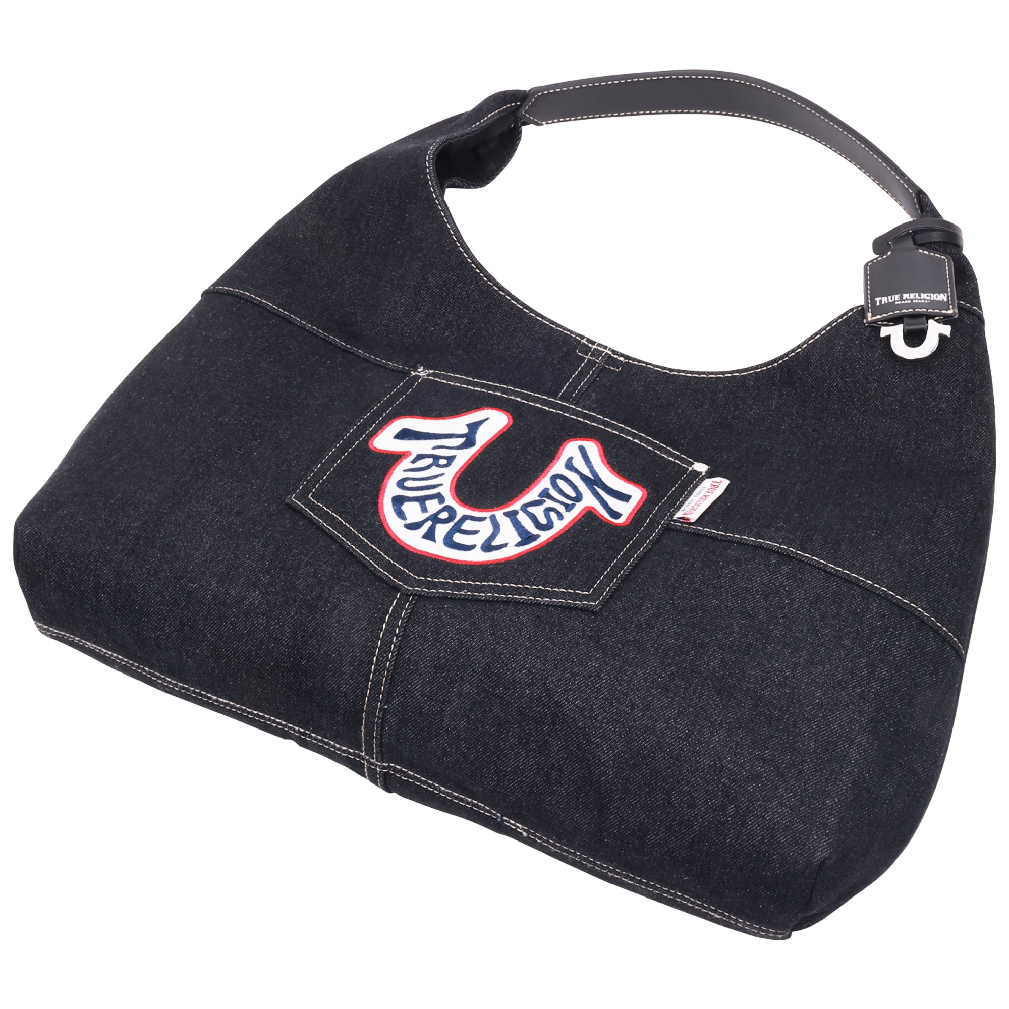 True Religion Retro Logo Denim Hobo Bag
