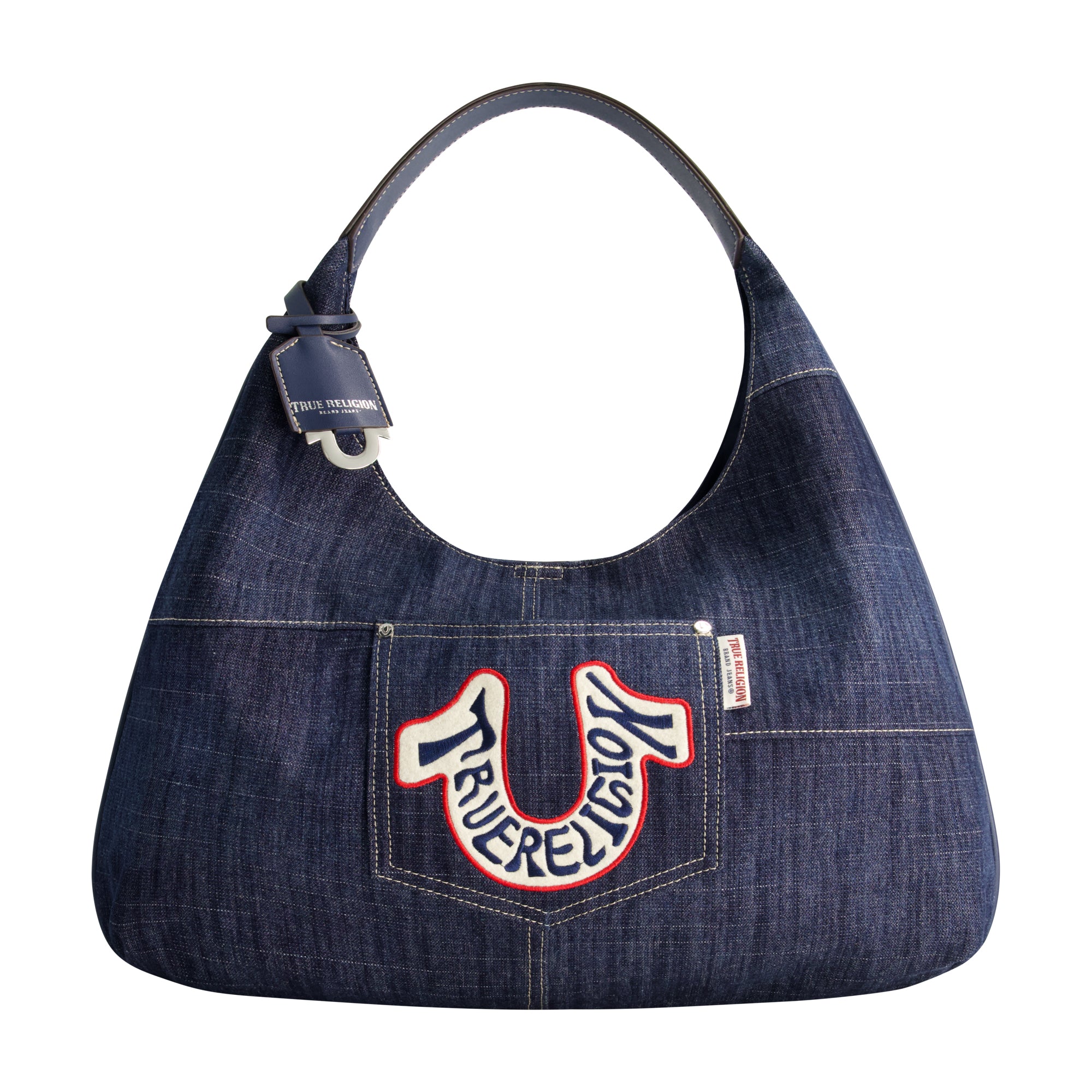 True Religion Retro Logo Denim Hobo Bag