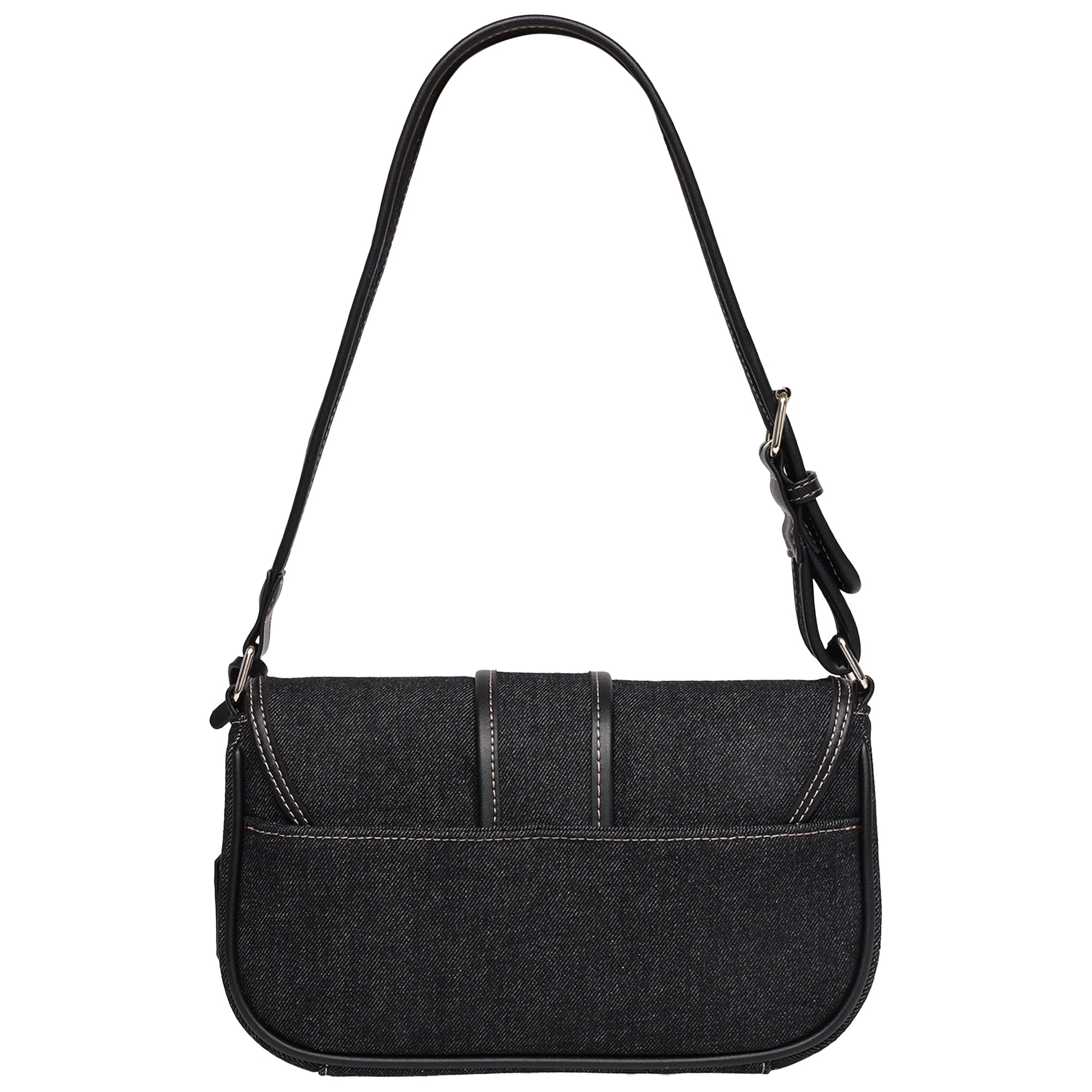 True Religion Double Pocket Denim Satchel with Horseshoe Hardware