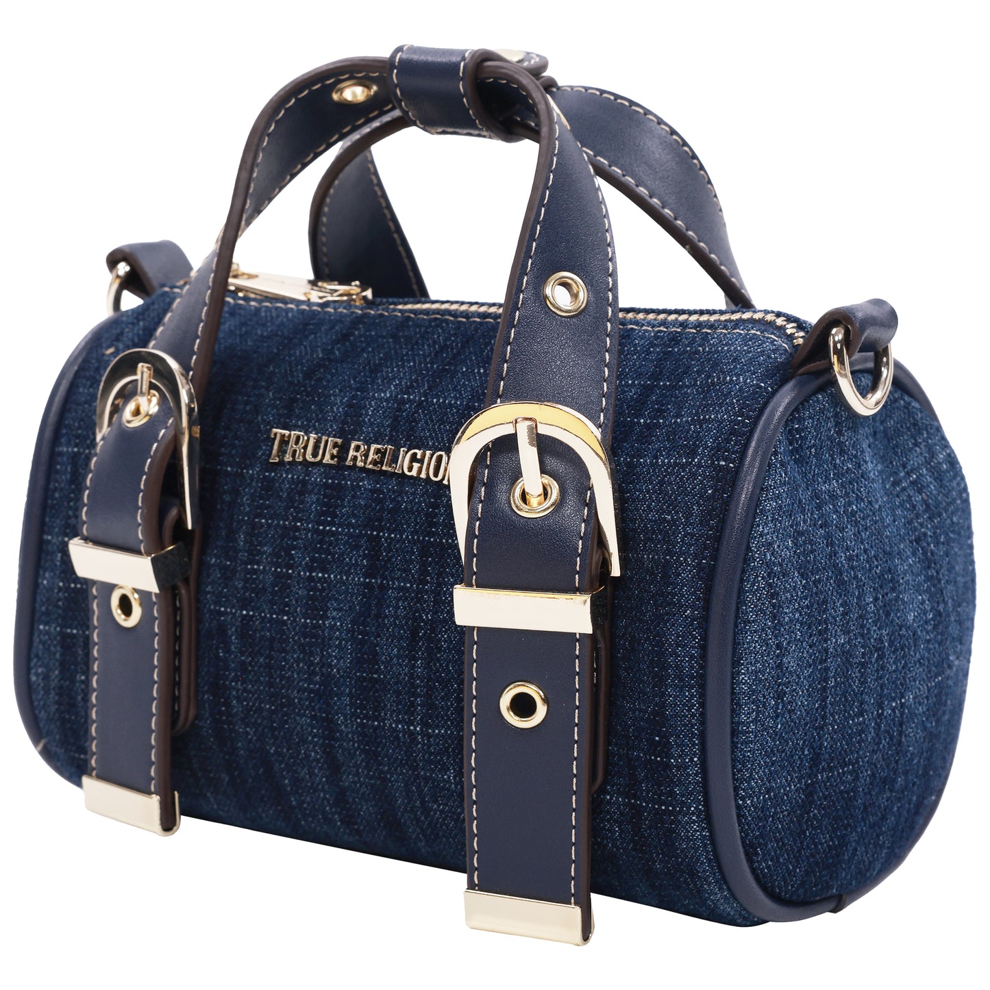 True Religion Denim Buckle Strap Mini Satchel