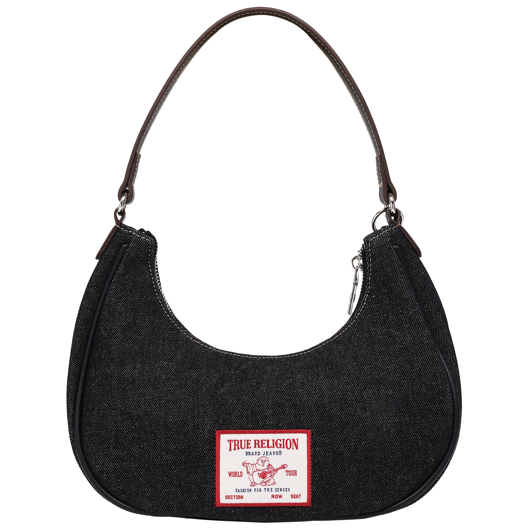 True Religion Wing Motif Denim Hobo Bag