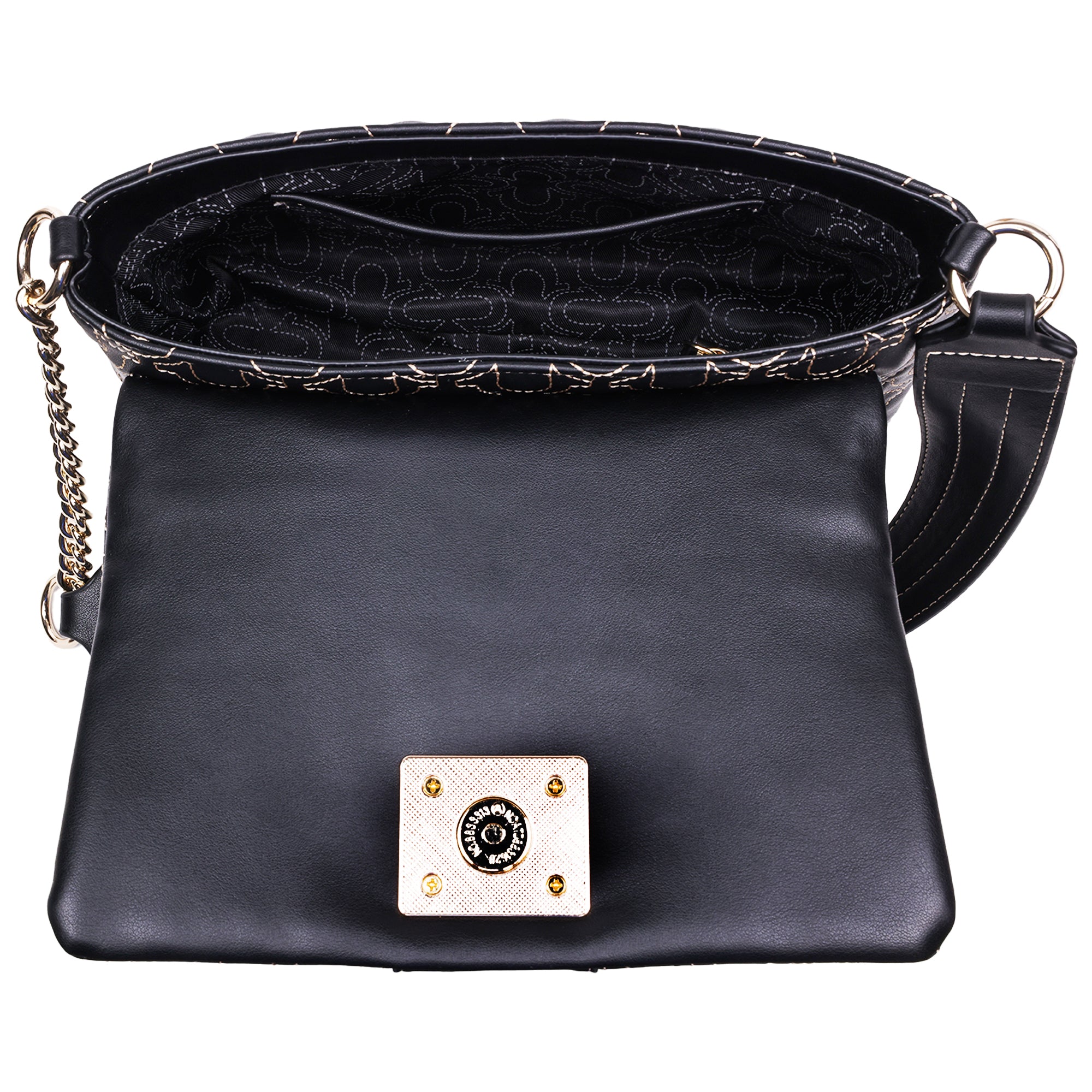 True Religion Horseshoe Quilt Logo Plaque Flap Shoulder Bag