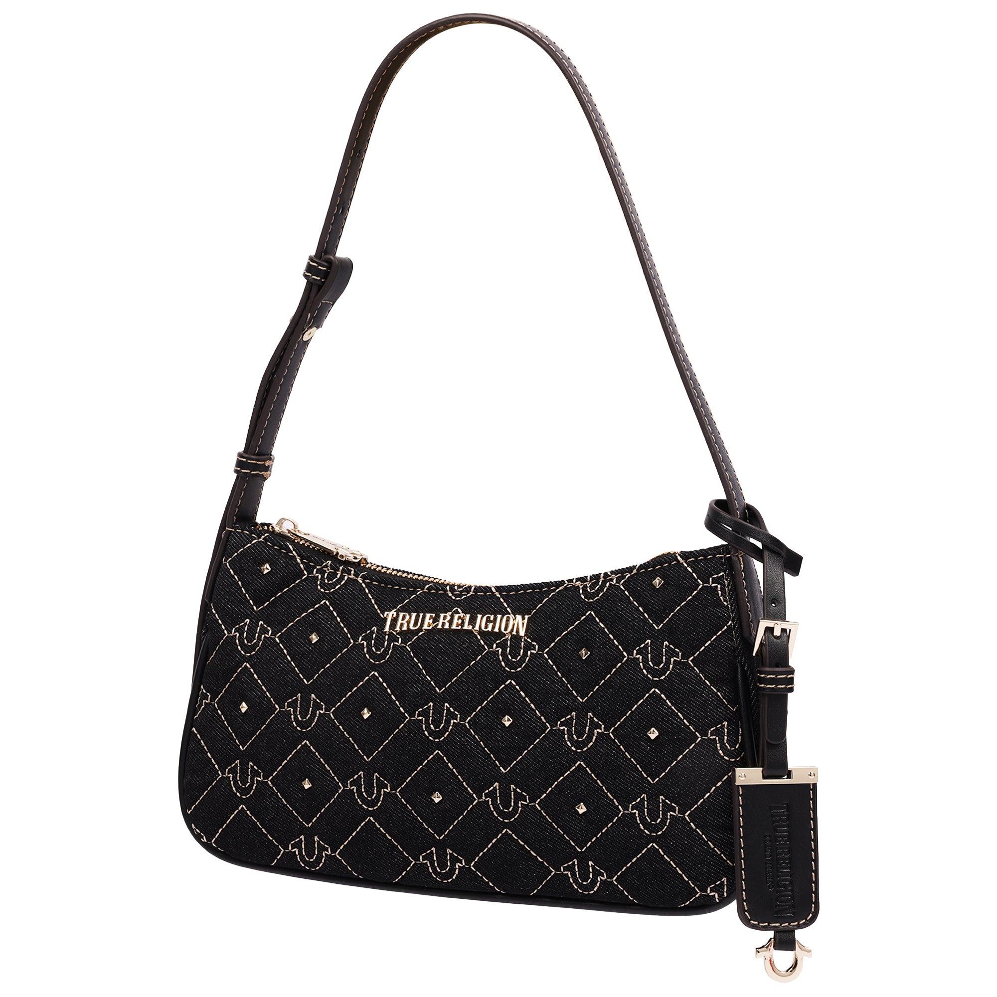 True Religion Studded Denim Shoulder Bag