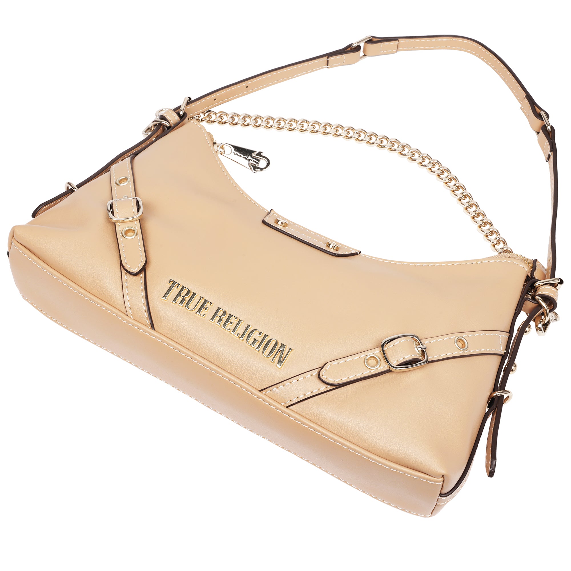 True Religion Smooth PU Belted Shoulder Bag