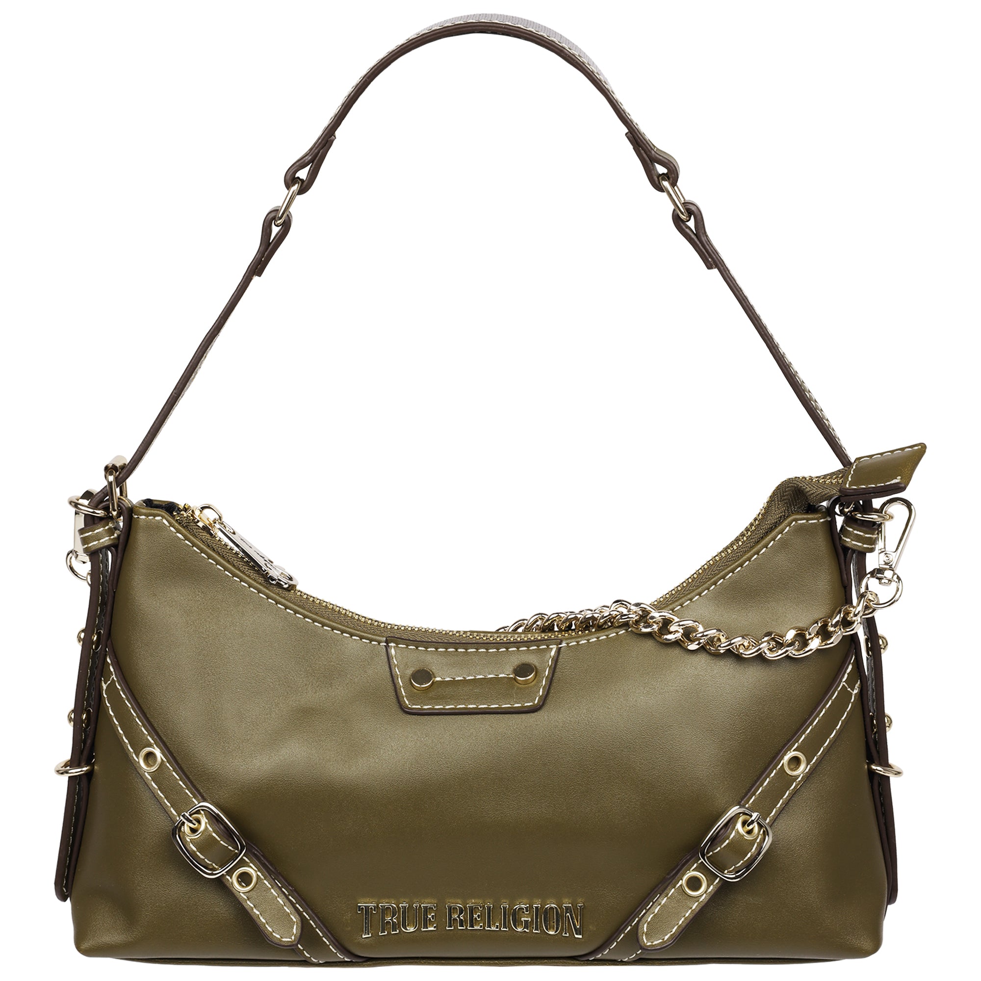 True Religion Smooth PU Belted Shoulder Bag