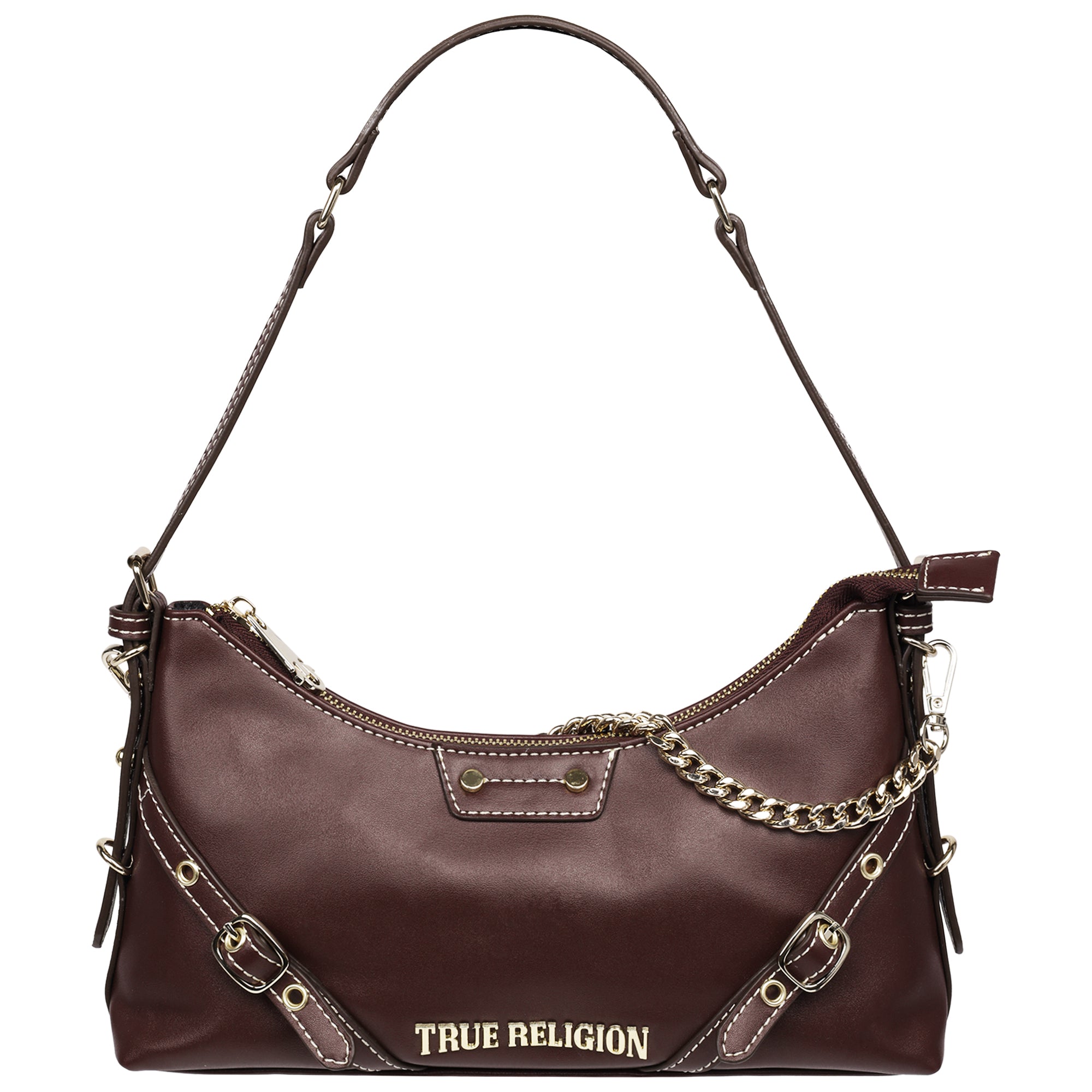 True Religion Smooth PU Belted Shoulder Bag