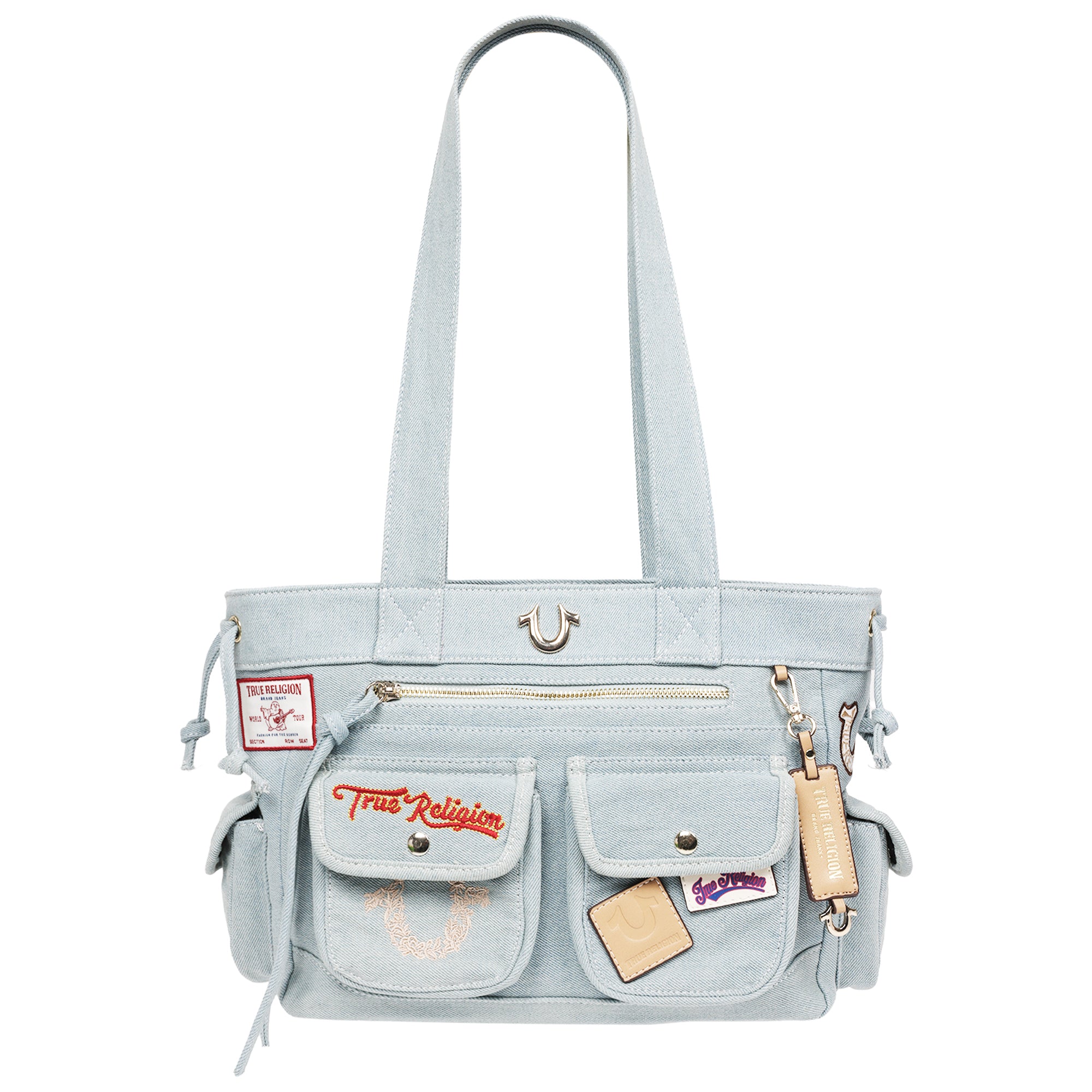 True Religion Multi-Patch Denim Tote