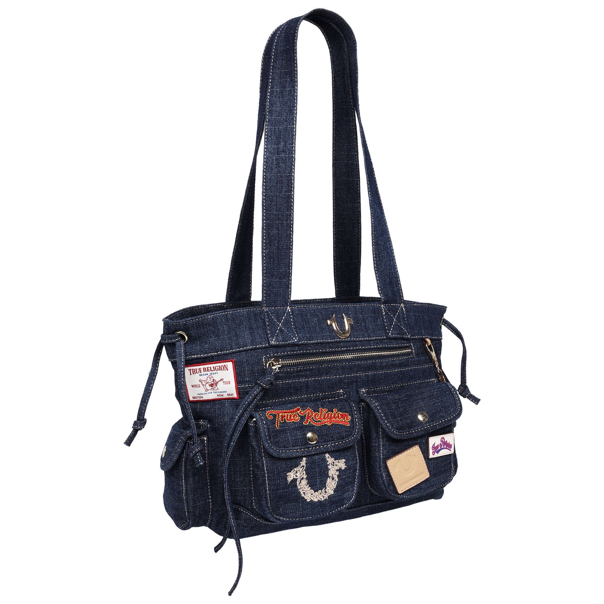 True Religion Multi-Patch Denim Tote