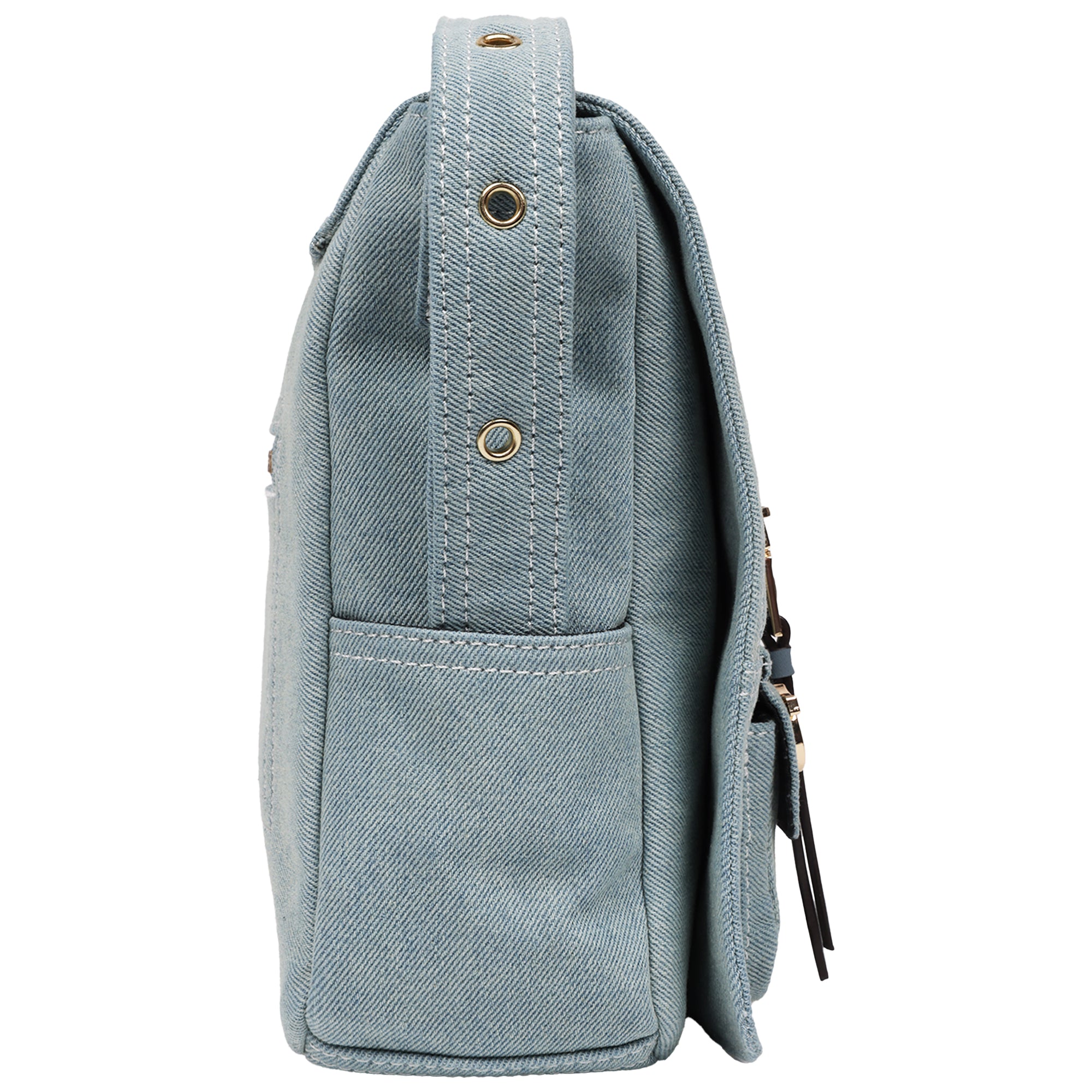 True Religion Multi Patch Denim Messenger Bag