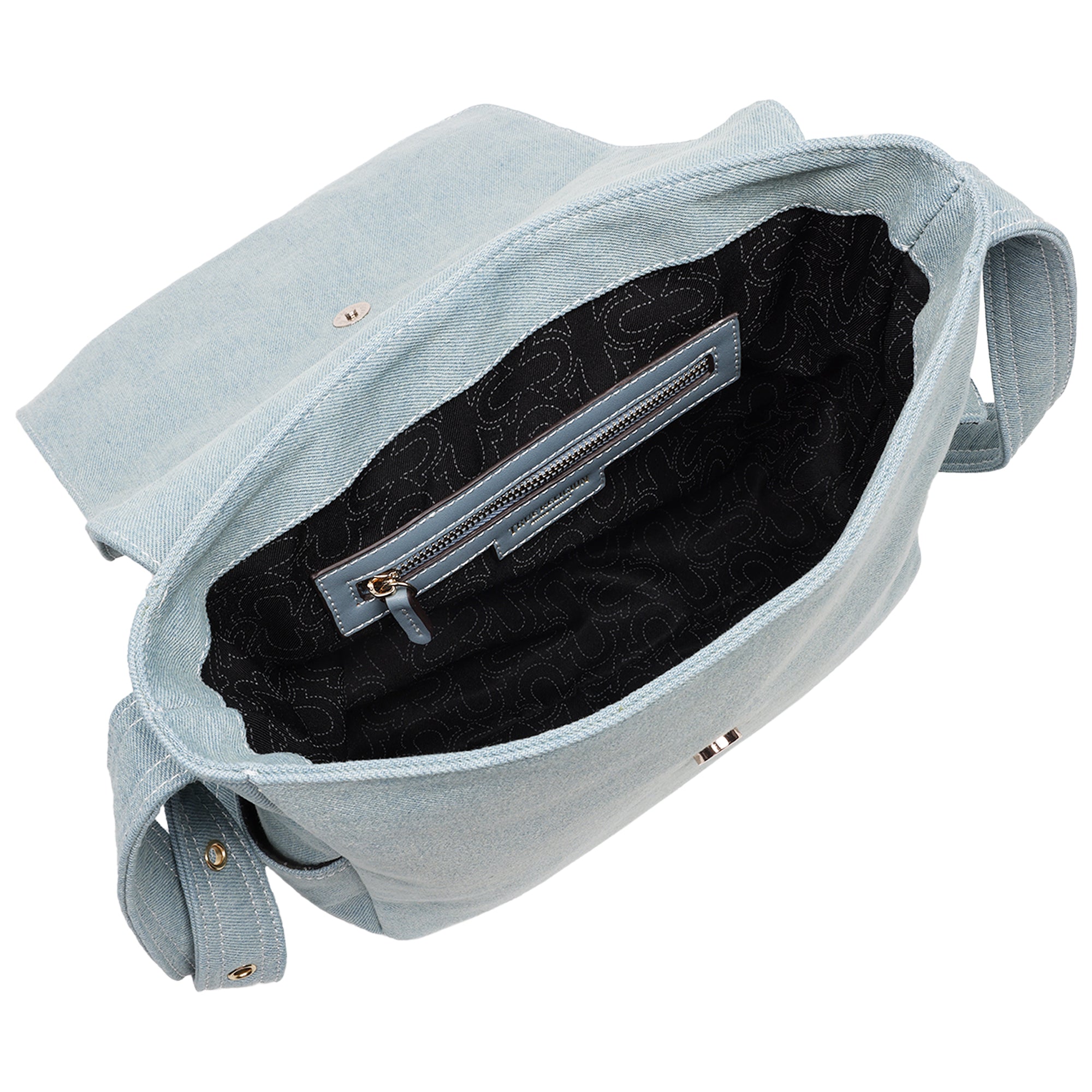 True Religion Multi Patch Denim Messenger Bag