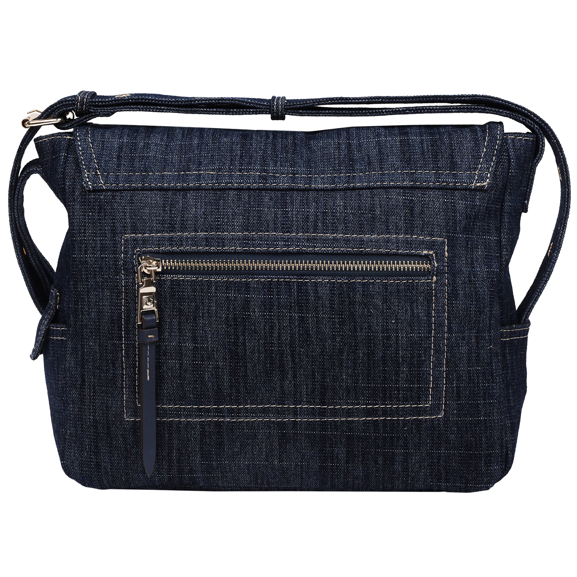 True Religion Multi Patch Denim Messenger Bag