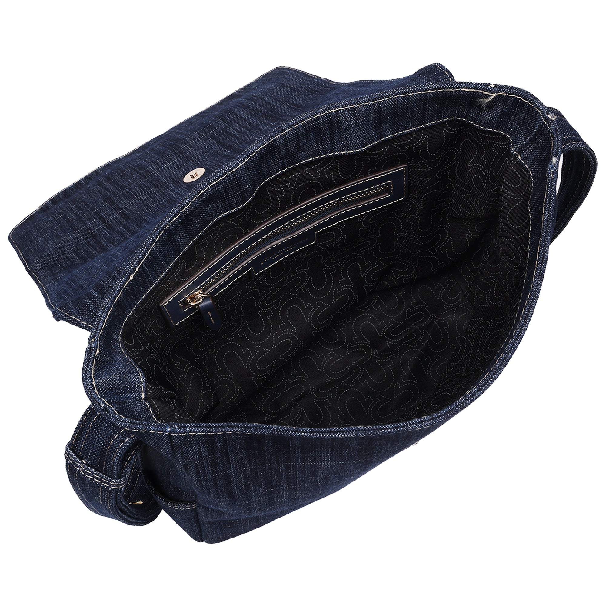 True Religion Multi Patch Denim Messenger Bag