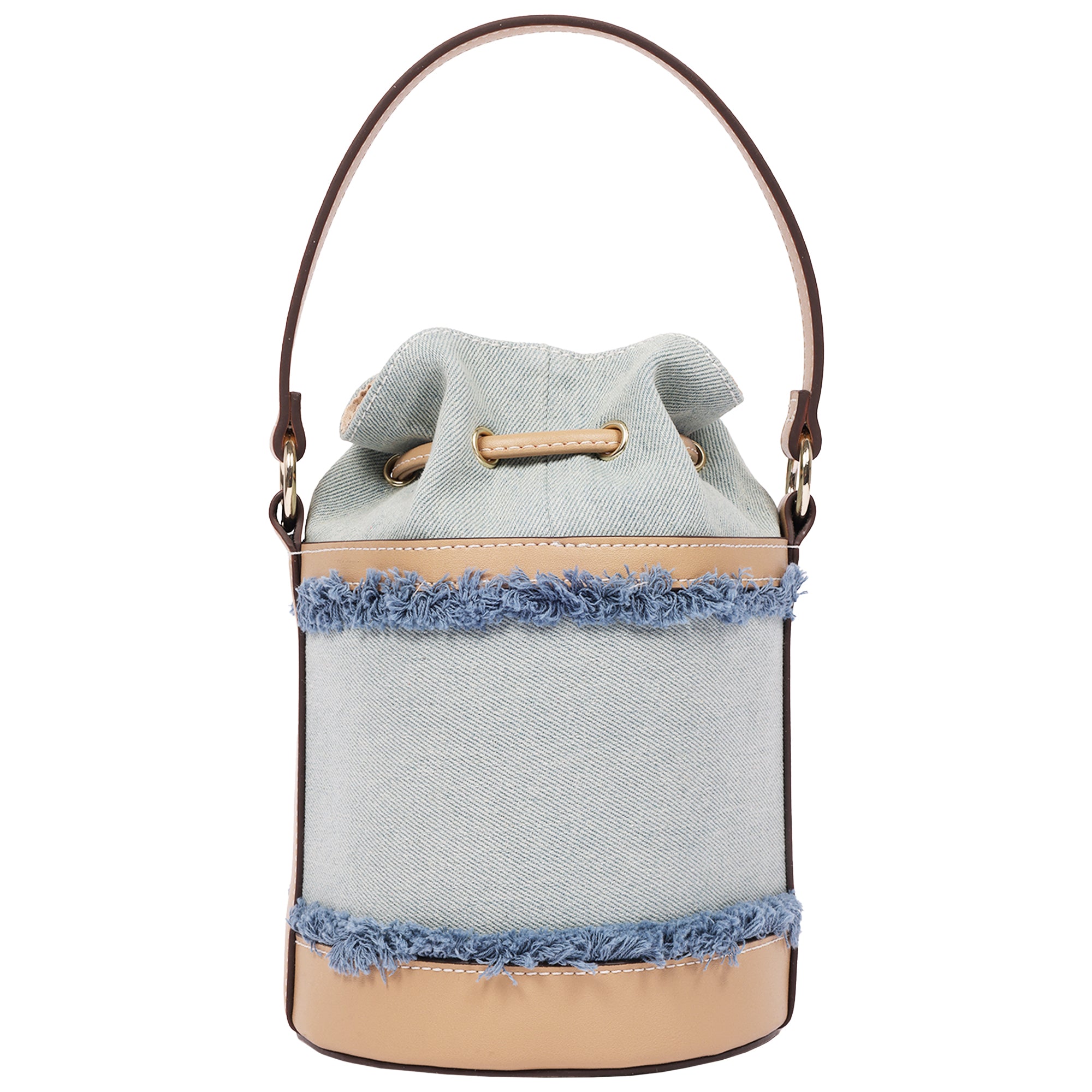 True Religion Buddha Patch Frayed Denim Bucket Bag