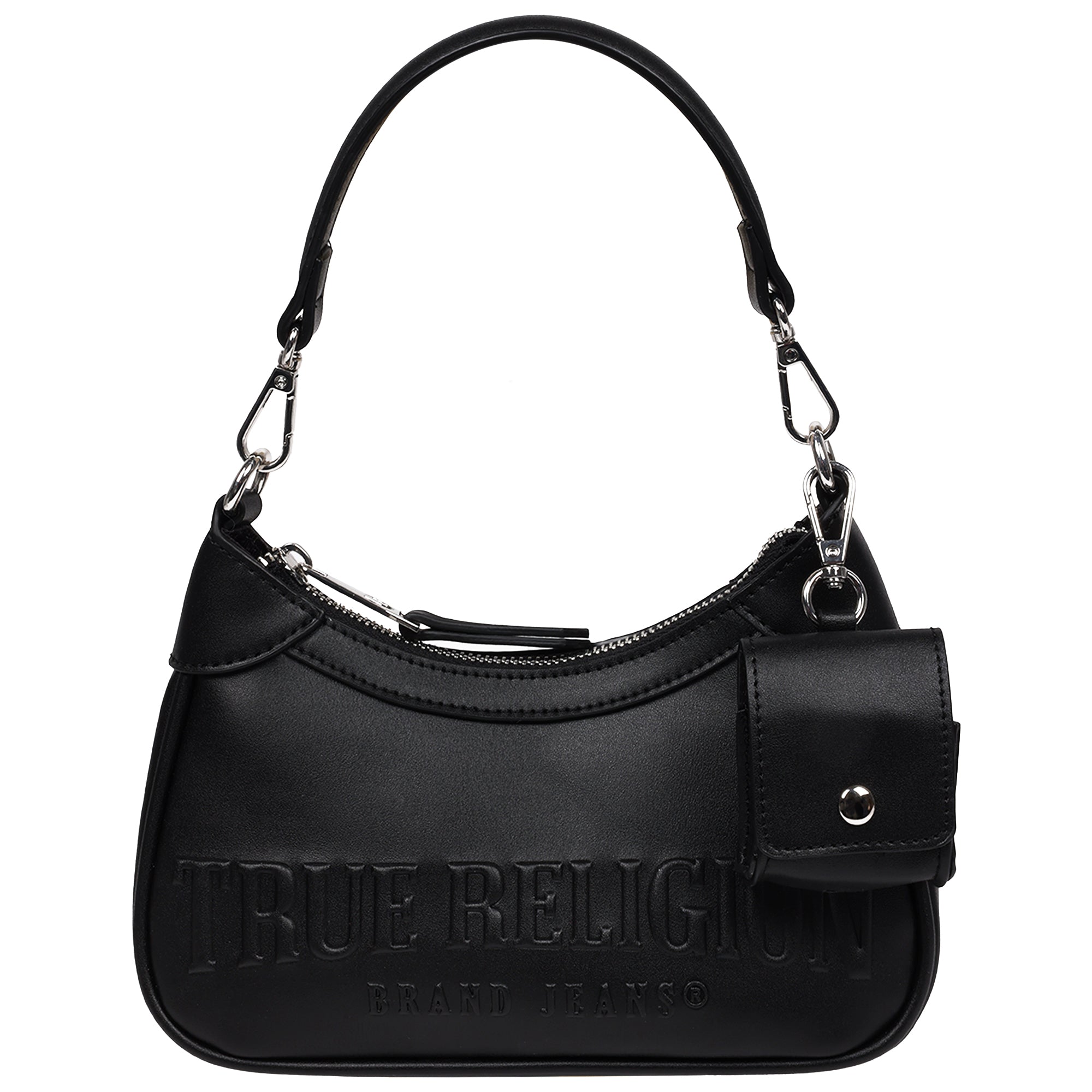 True Religion Trapunto Logo Zip-Top Hobo