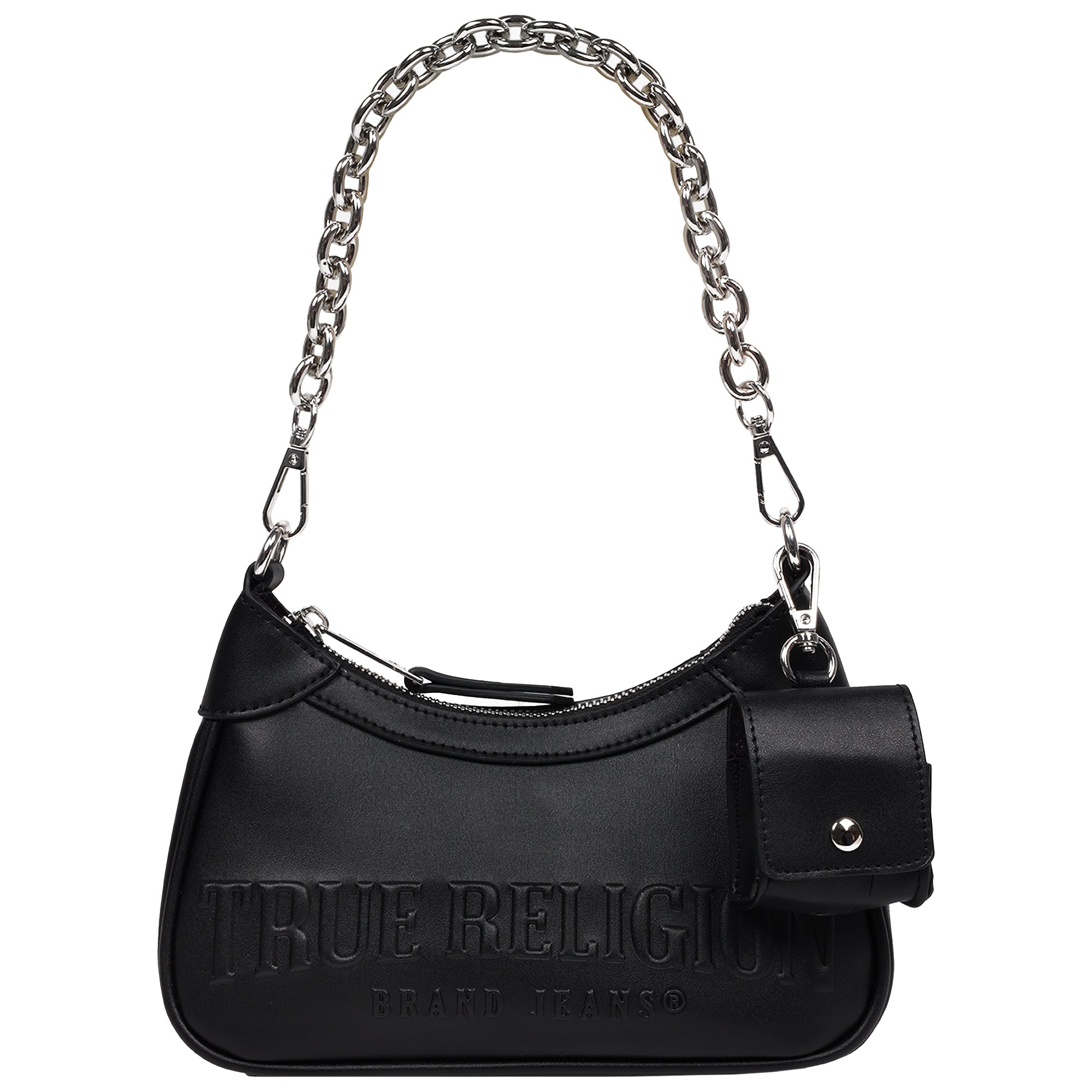 True Religion Trapunto Logo Zip-Top Hobo